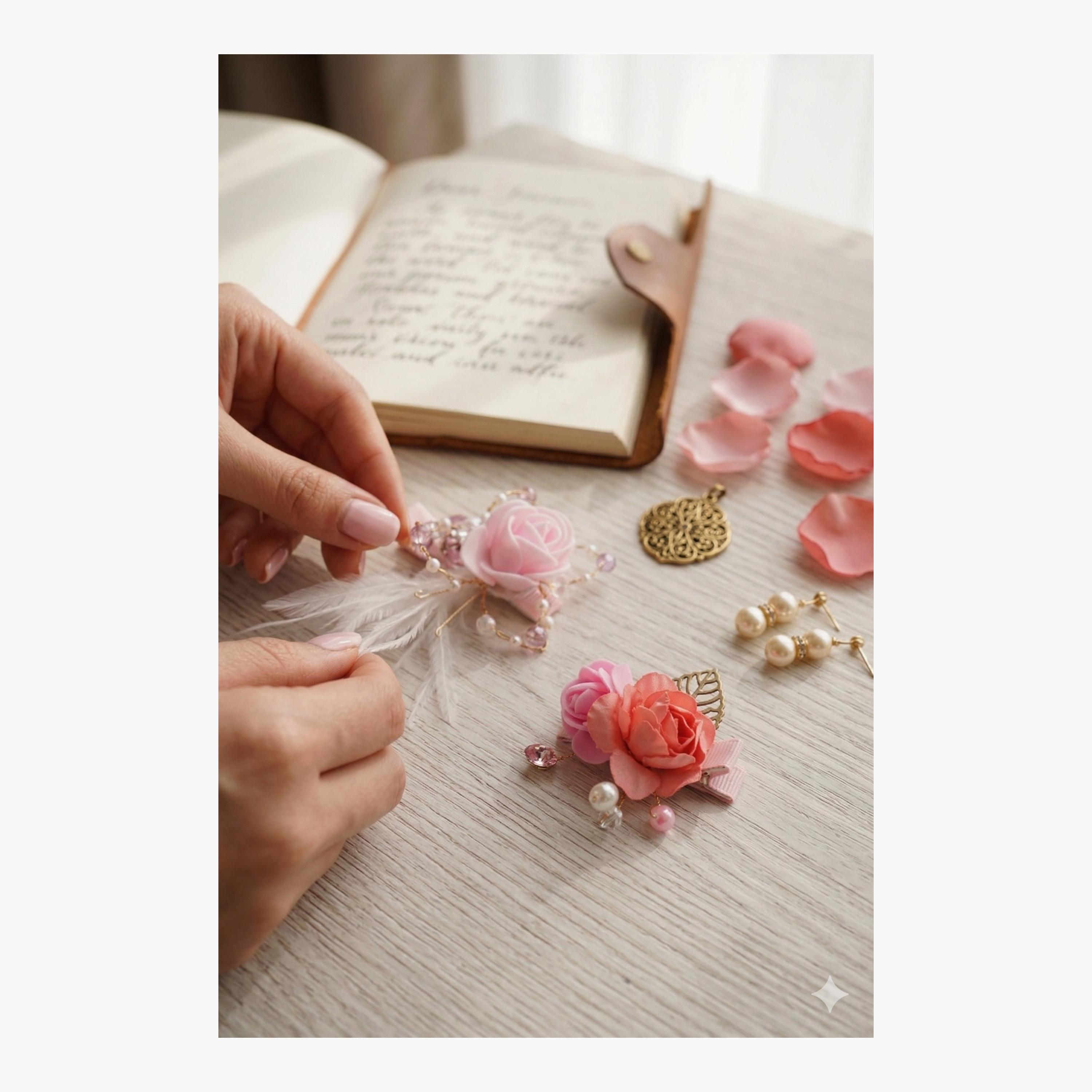Little Luxuries Rose & Leaf Hairclips Pair-girls-accessories-hairaccessories-image-5