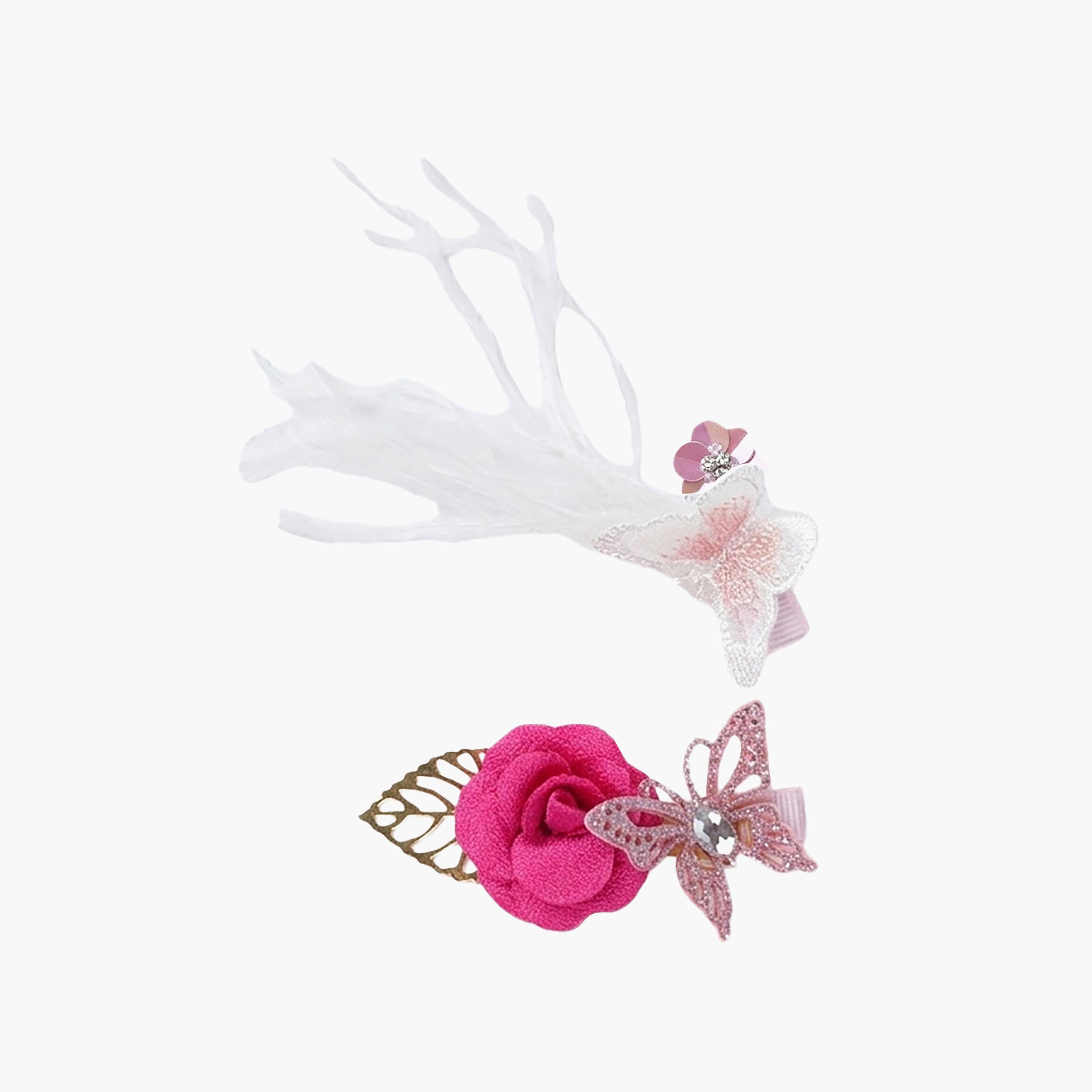 Little Luxuries Rose & Butterfly Hairclips Pair-girls-accessories-hairaccessories-image-1