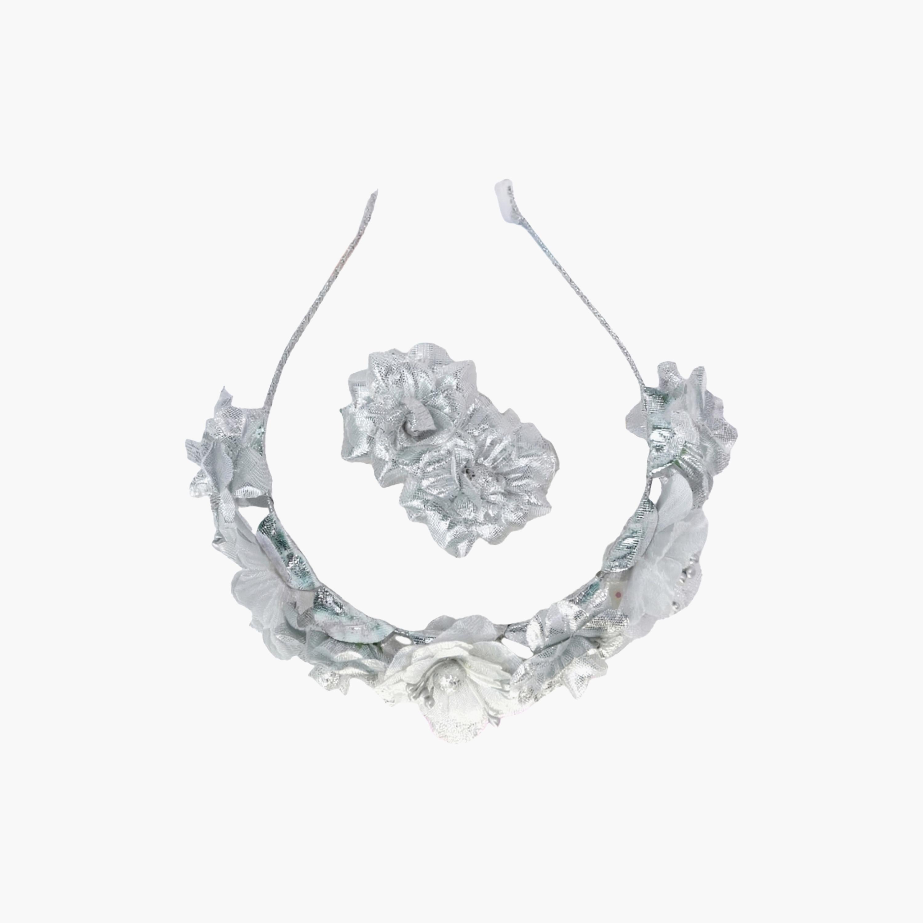 مجموعة طوق شعر ومشابك مزينة بالزهور من ليتل لاكشريز-girls-accessories-hairaccessories-image-2