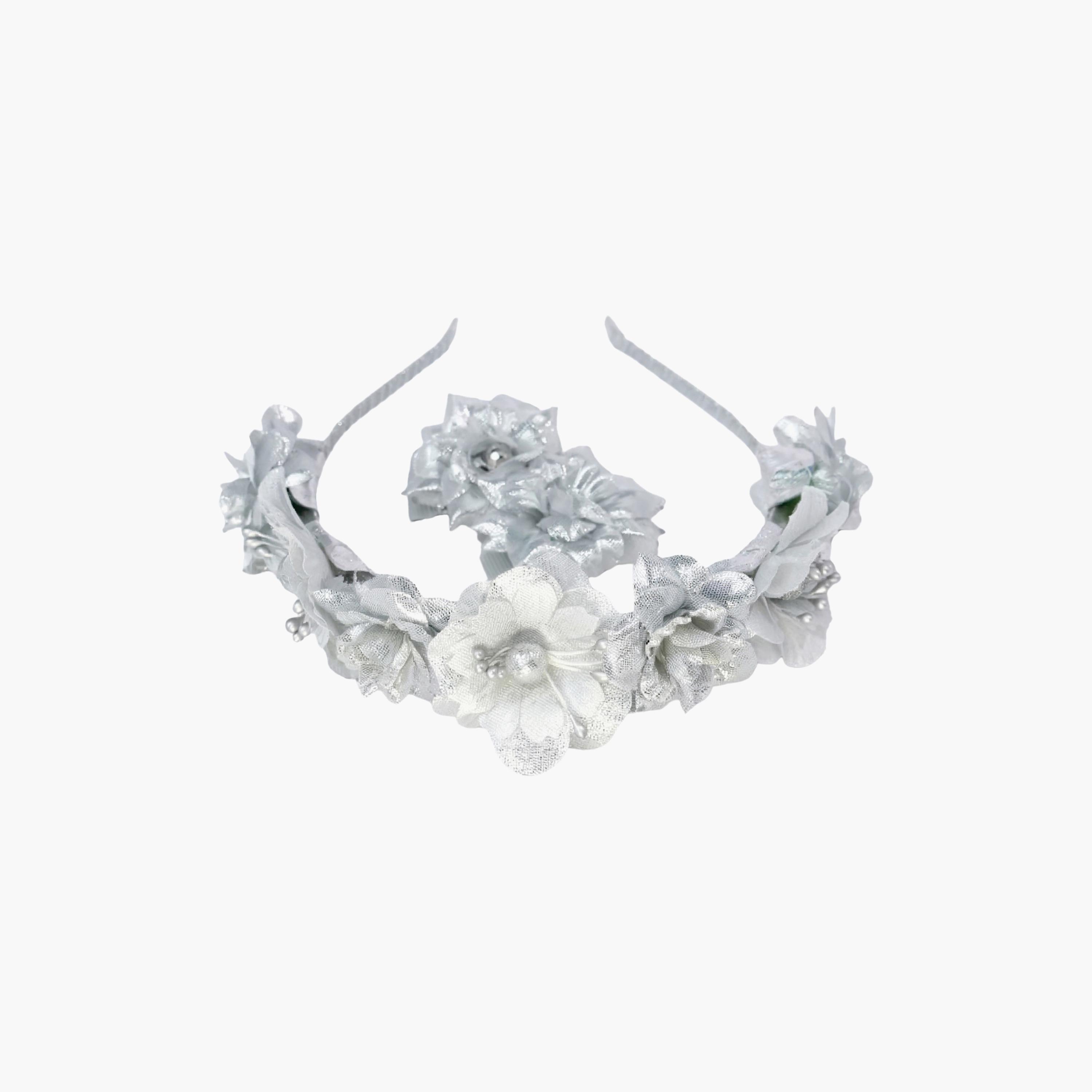 مجموعة طوق شعر ومشابك مزينة بالزهور من ليتل لاكشريز-girls-accessories-hairaccessories-image-3
