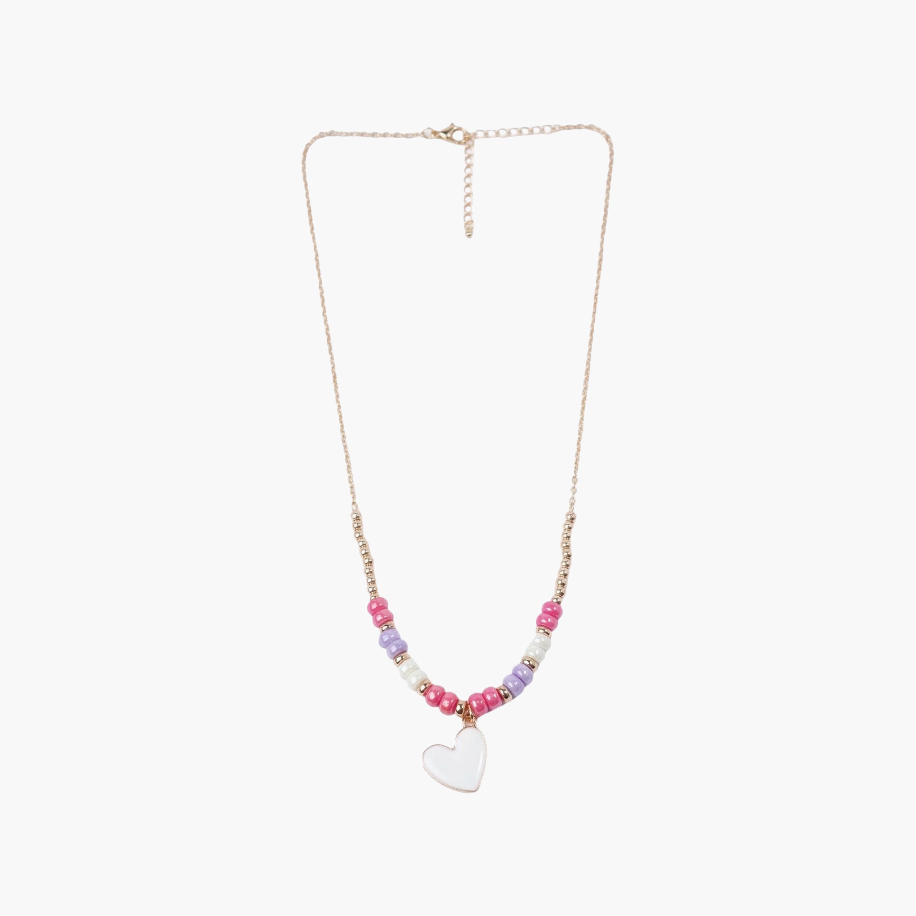 قلادة بسلسلة خرز مع دلاية على شكل قلب من ليتل لاكشريز-girls-accessories-jewellery-image-1