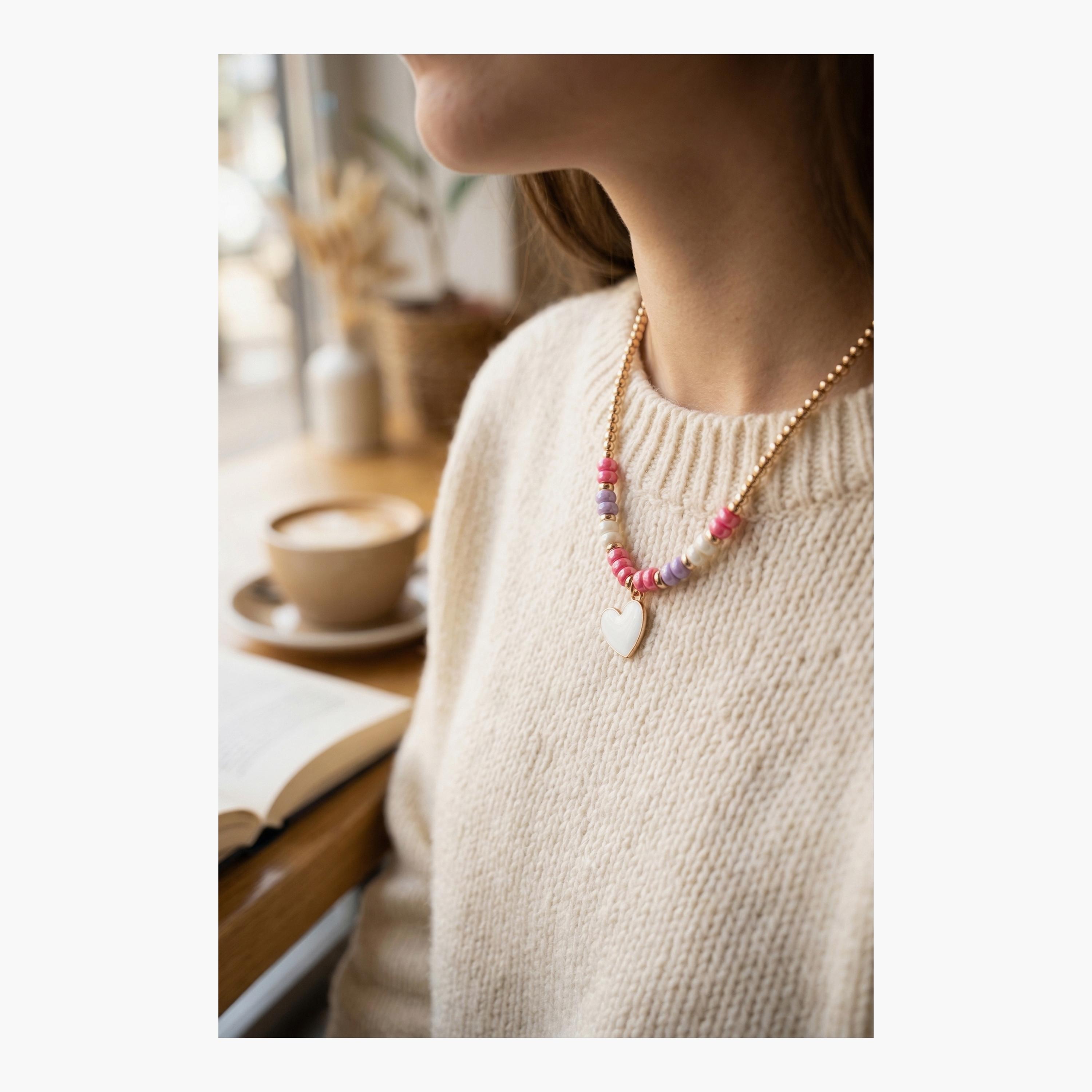 قلادة بسلسلة خرز مع دلاية على شكل قلب من ليتل لاكشريز-girls-accessories-jewellery-image-4