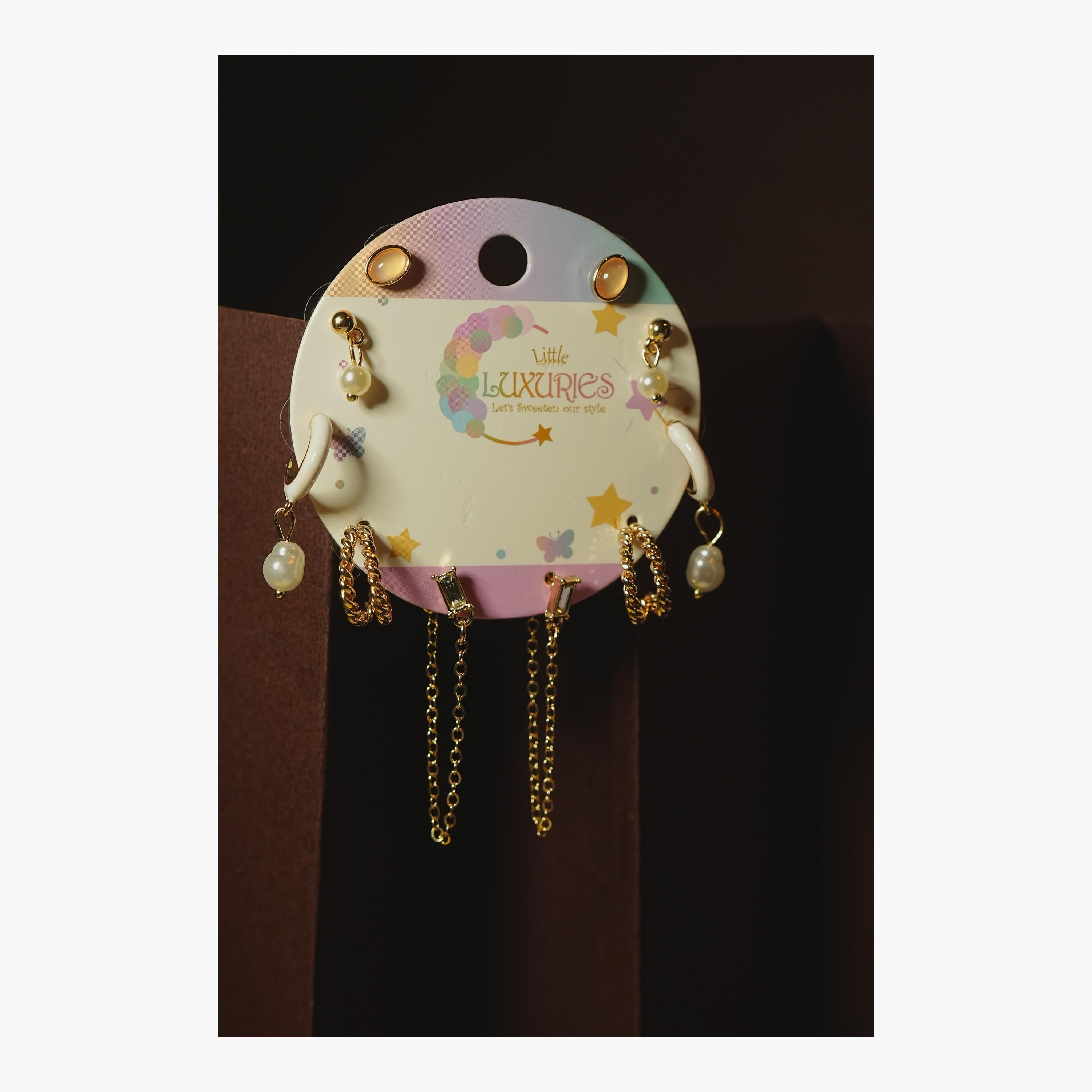 مجموعة أقراط (حلقان) "الملاك الصغير" مكونة من 5 أزواج من ليتل لاكشريز-girls-accessories-jewellery-image-2