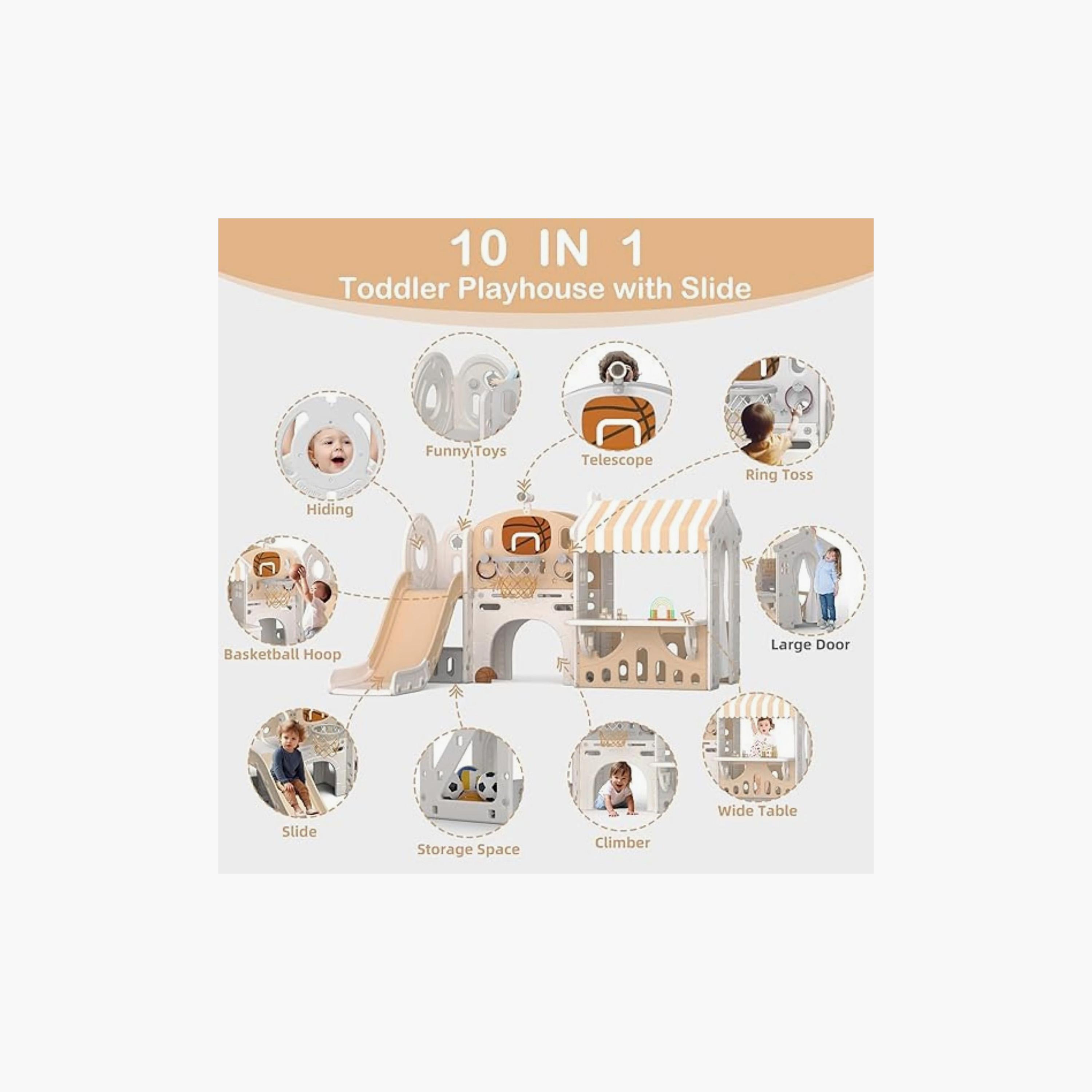 Little Angel 10-In-1 Playhouse with Slide-toys-outdoor-playhousesandplayards-image-8