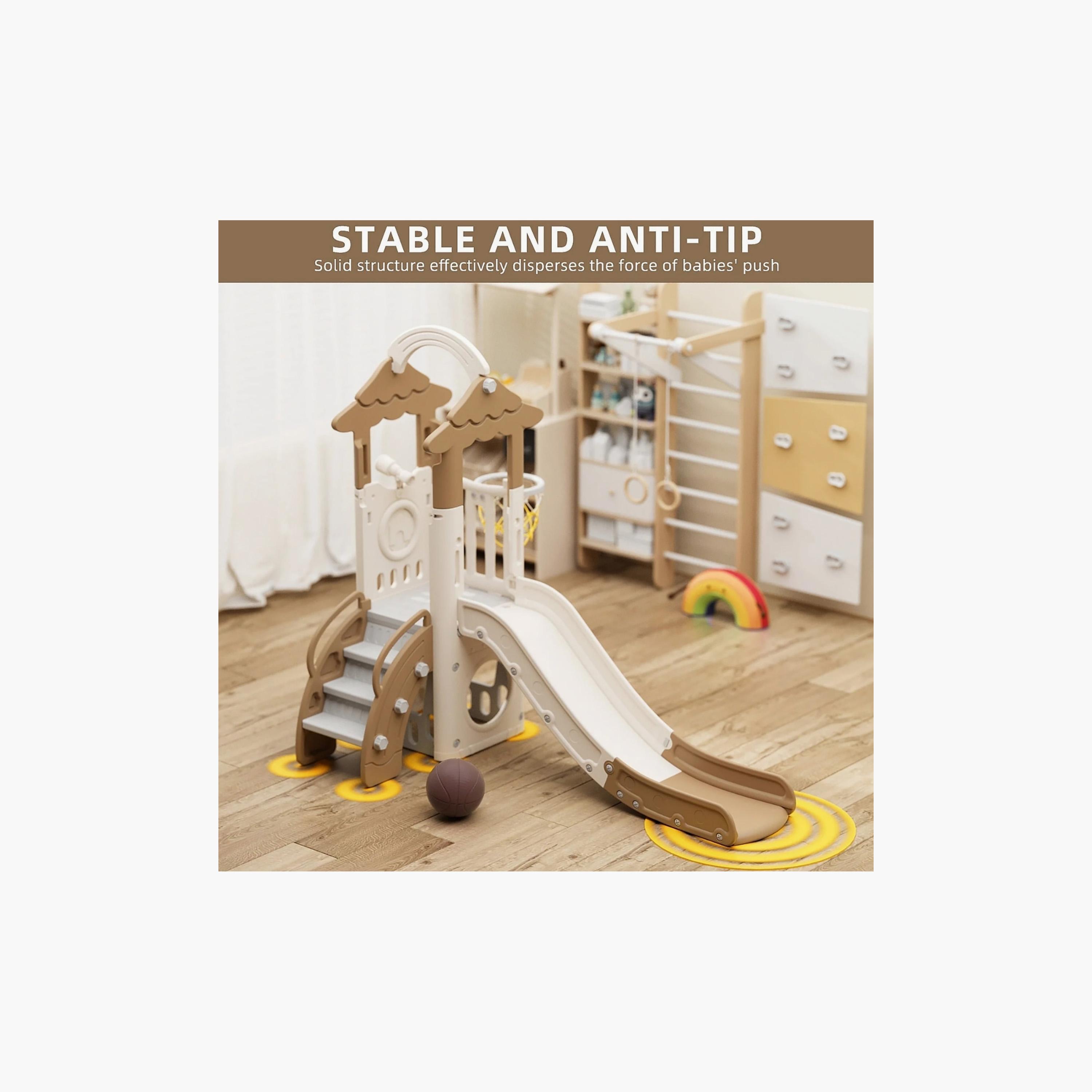 Little Angel 7-In-1 Slide with Climber & Basketball Hoop-toys-outdoor-slidesandswings-image-3