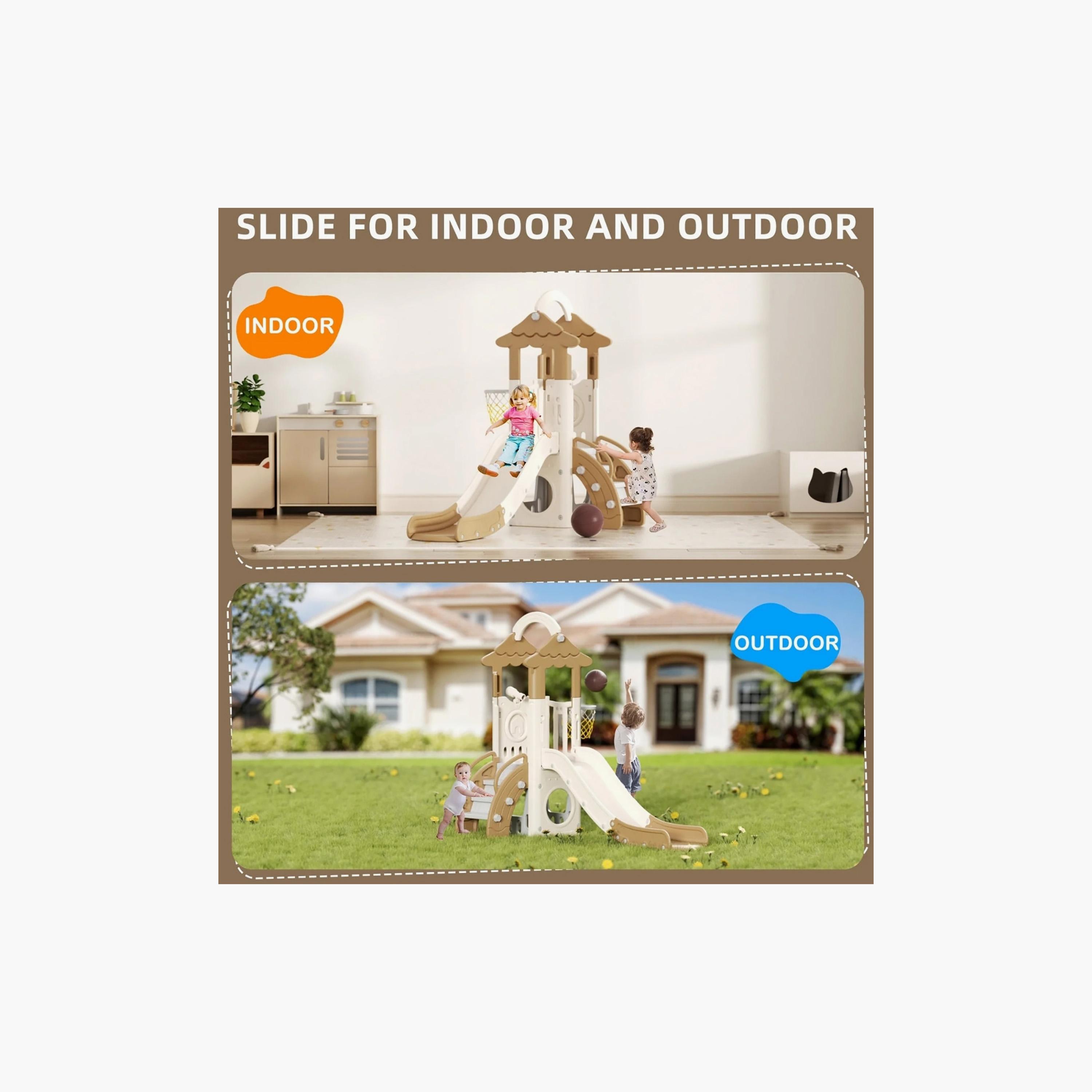 Little Angel 7-In-1 Slide with Climber & Basketball Hoop-toys-outdoor-slidesandswings-image-4