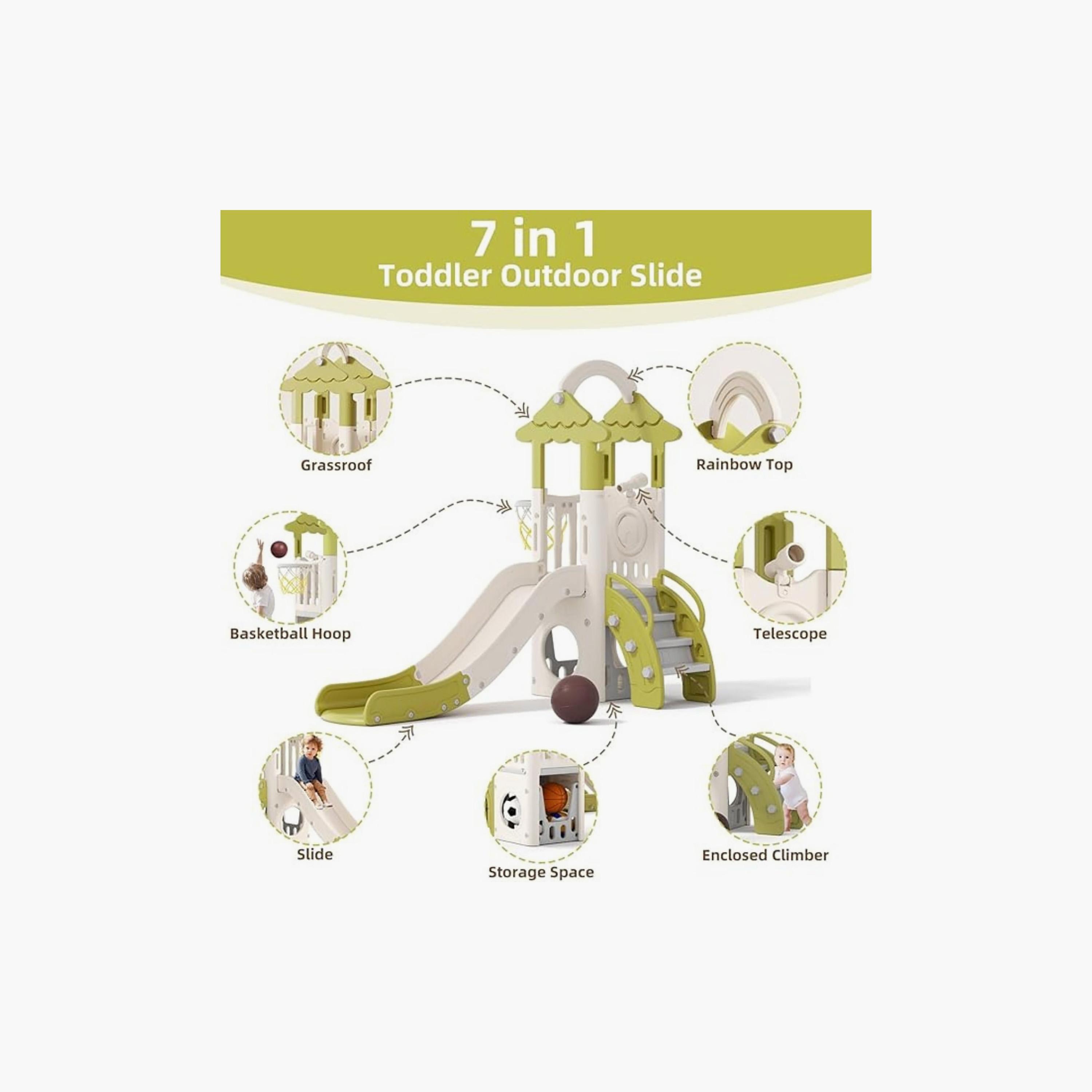 زحليقة 7 في 1 مع متسلق وحلقة كرة سلة من ليتل أنجل-toys-outdoor-slidesandswings-image-2