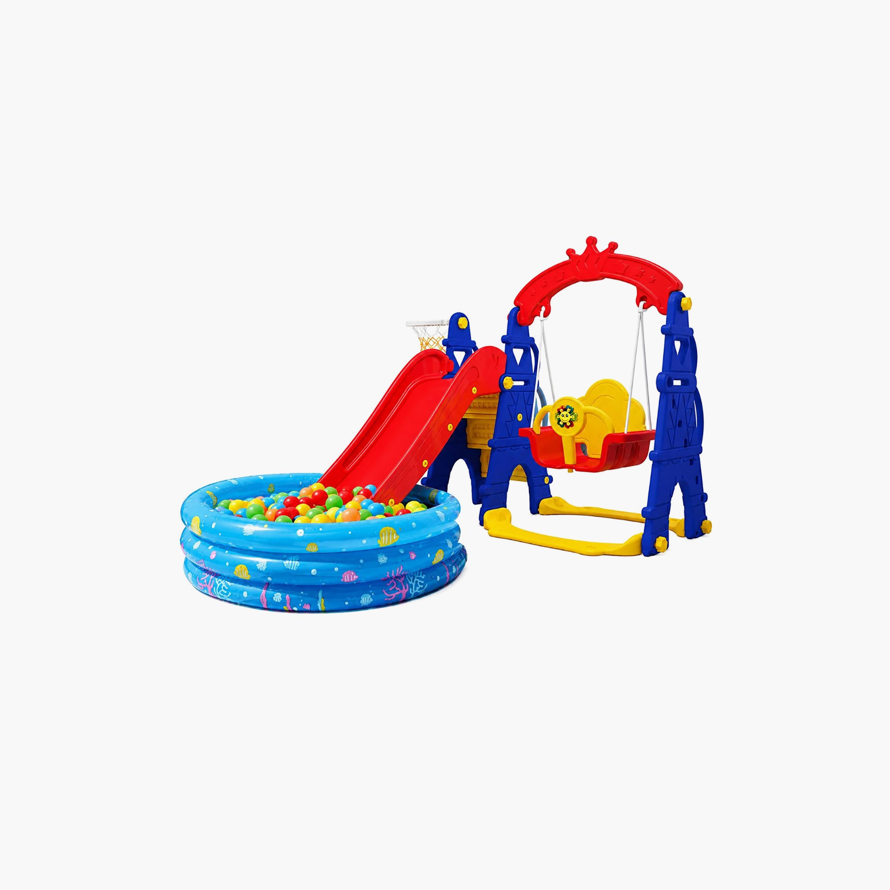 Little Angel 3-In-1 Swing & Slide Activity Playset with Basketball Hoop-toys-outdoor-slidesandswings-image-1