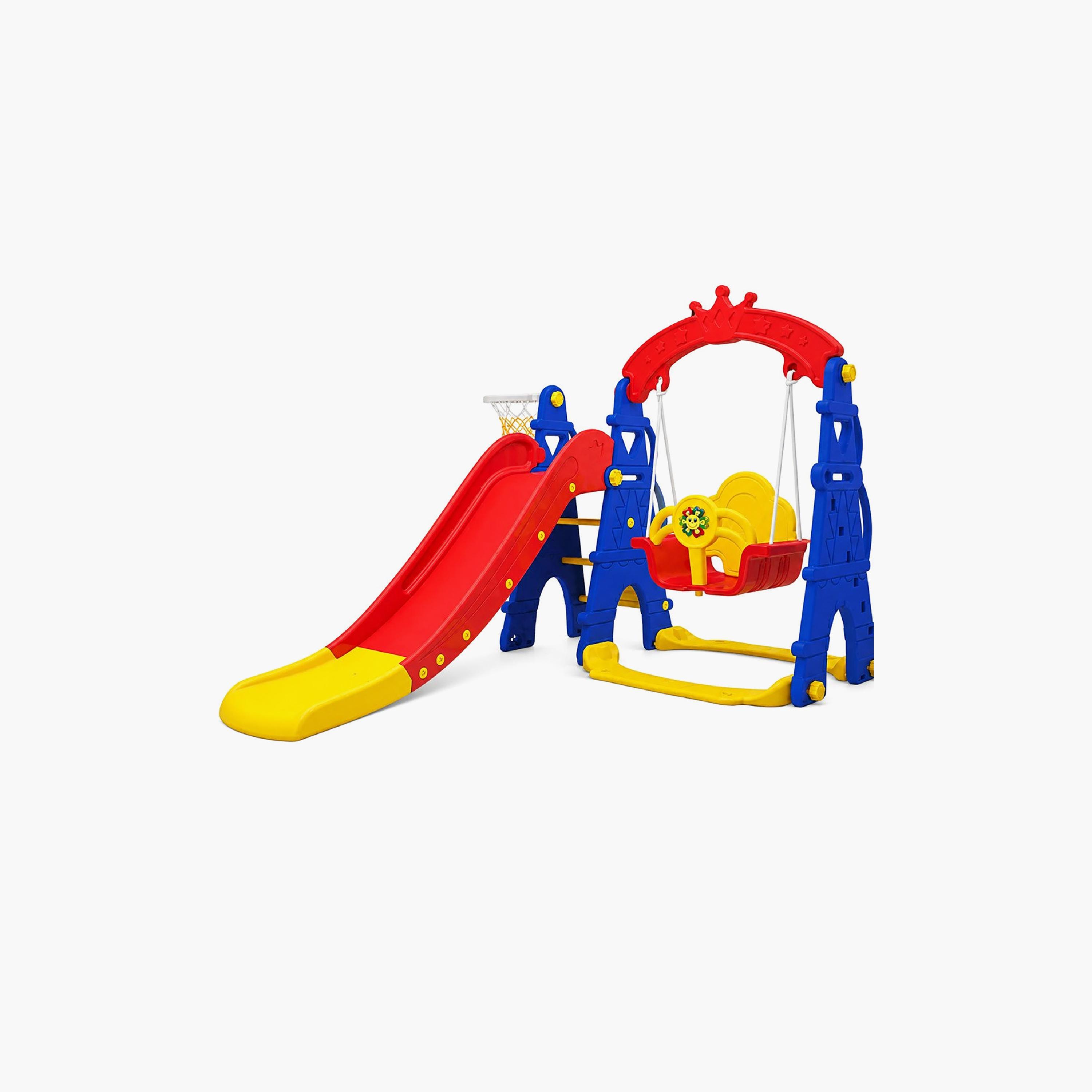 Little Angel 3-In-1 Swing & Slide Activity Playset with Basketball Hoop-toys-outdoor-slidesandswings-image-2