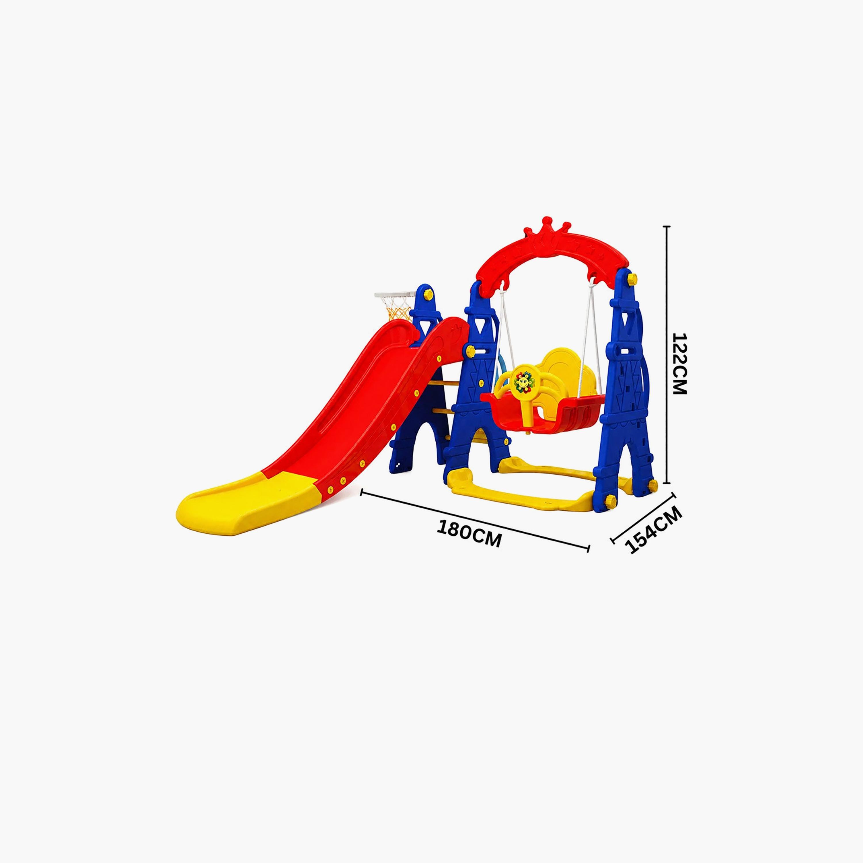 Little Angel 3-In-1 Swing & Slide Activity Playset with Basketball Hoop-toys-outdoor-slidesandswings-image-3