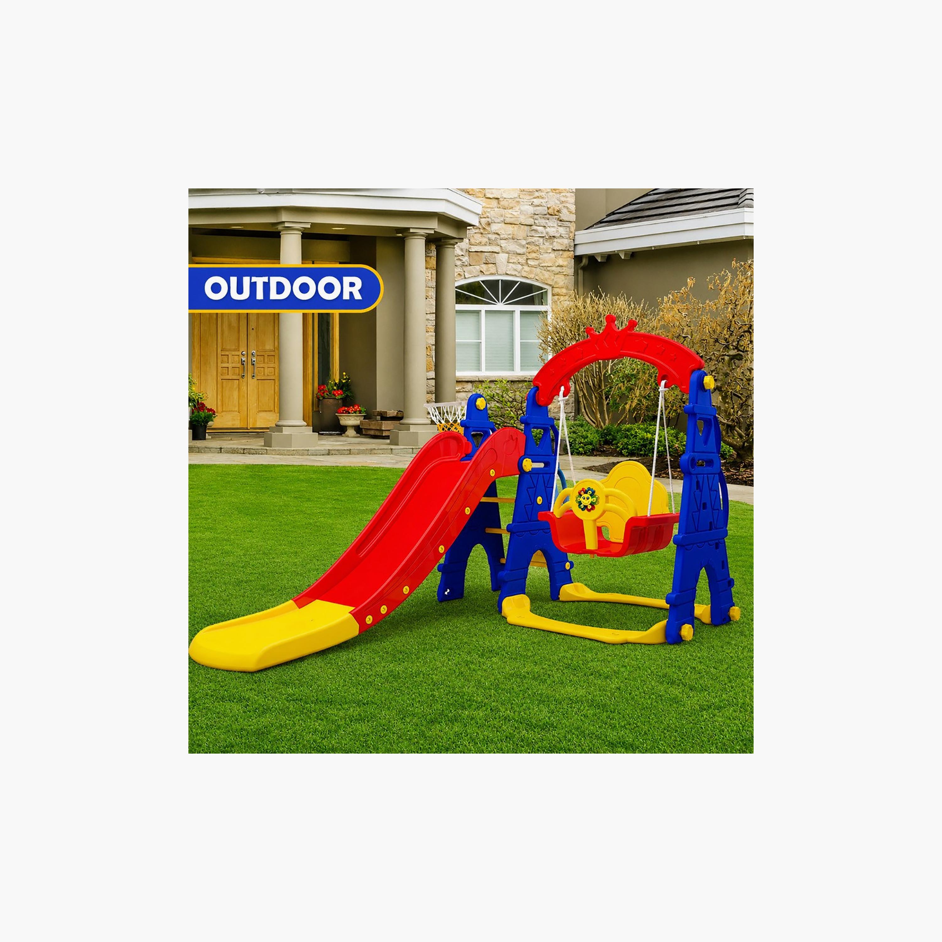 Little Angel 3-In-1 Swing & Slide Activity Playset with Basketball Hoop-toys-outdoor-slidesandswings-image-6