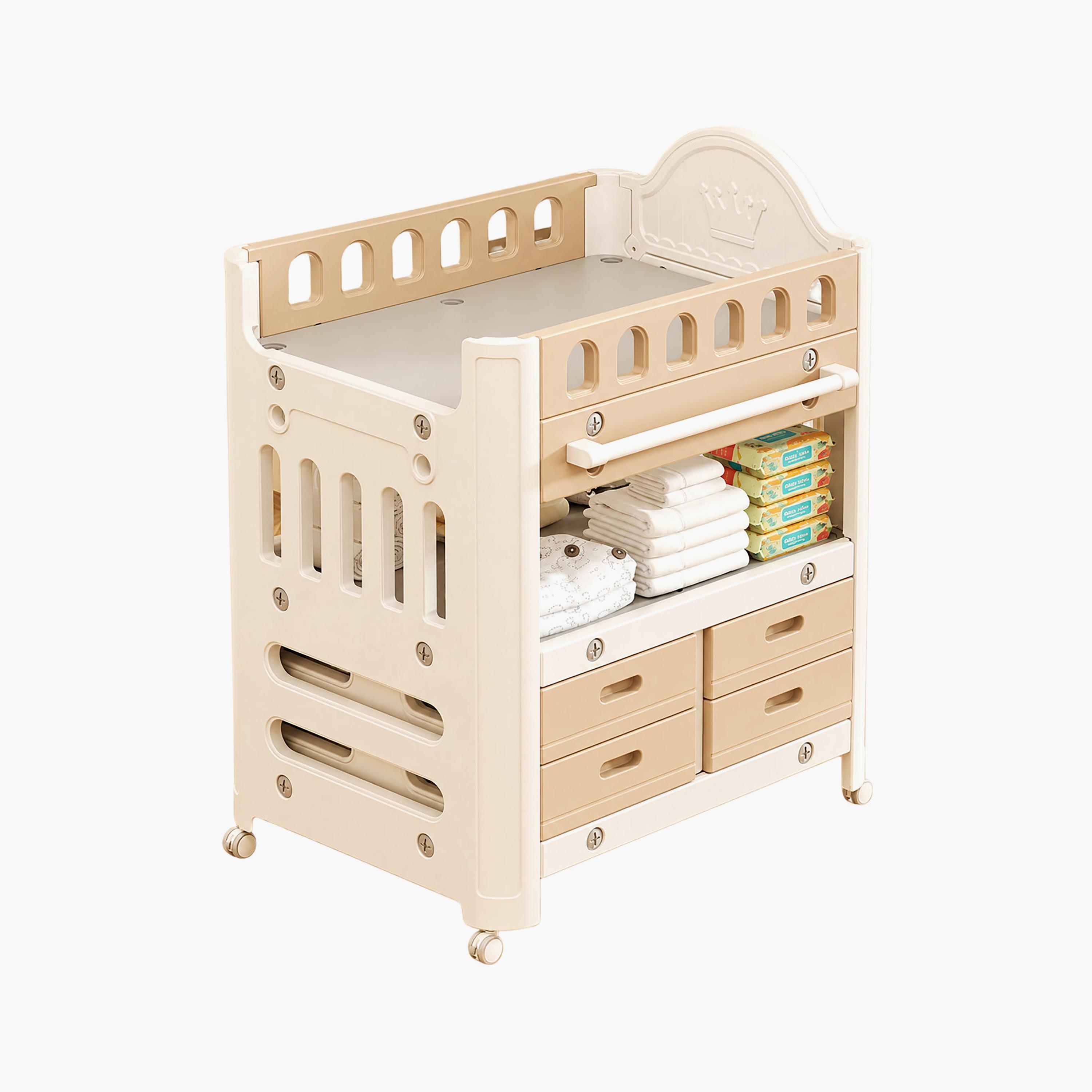 Little Angel Diaper Changing Table with Wheels & Storage Organizer Drawers-baby-nursery-furniture-wardrobesandstorage-image-1