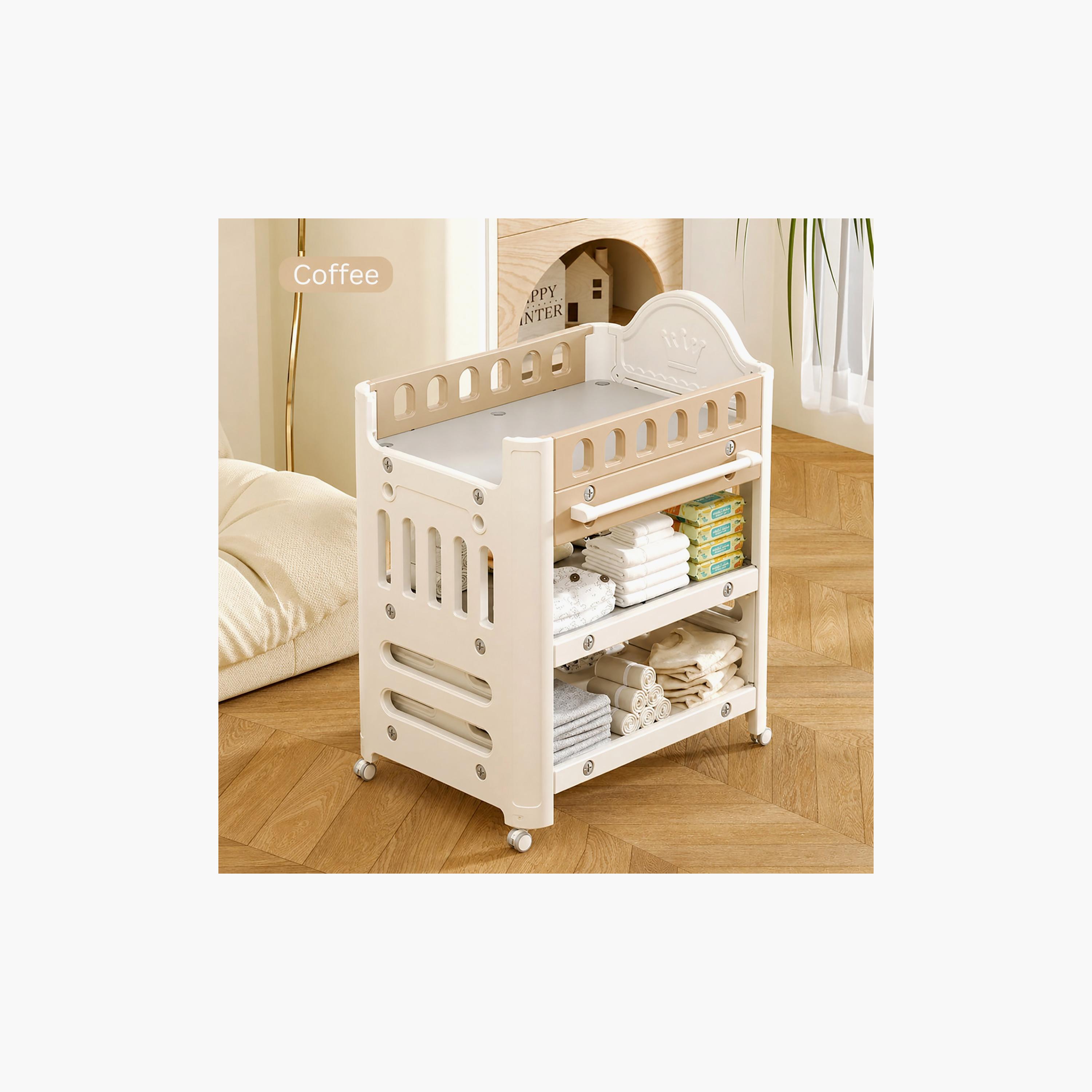 Little Angel Diaper Changing Table with Wheels & Storage Organizer Drawers-baby-nursery-furniture-wardrobesandstorage-image-4