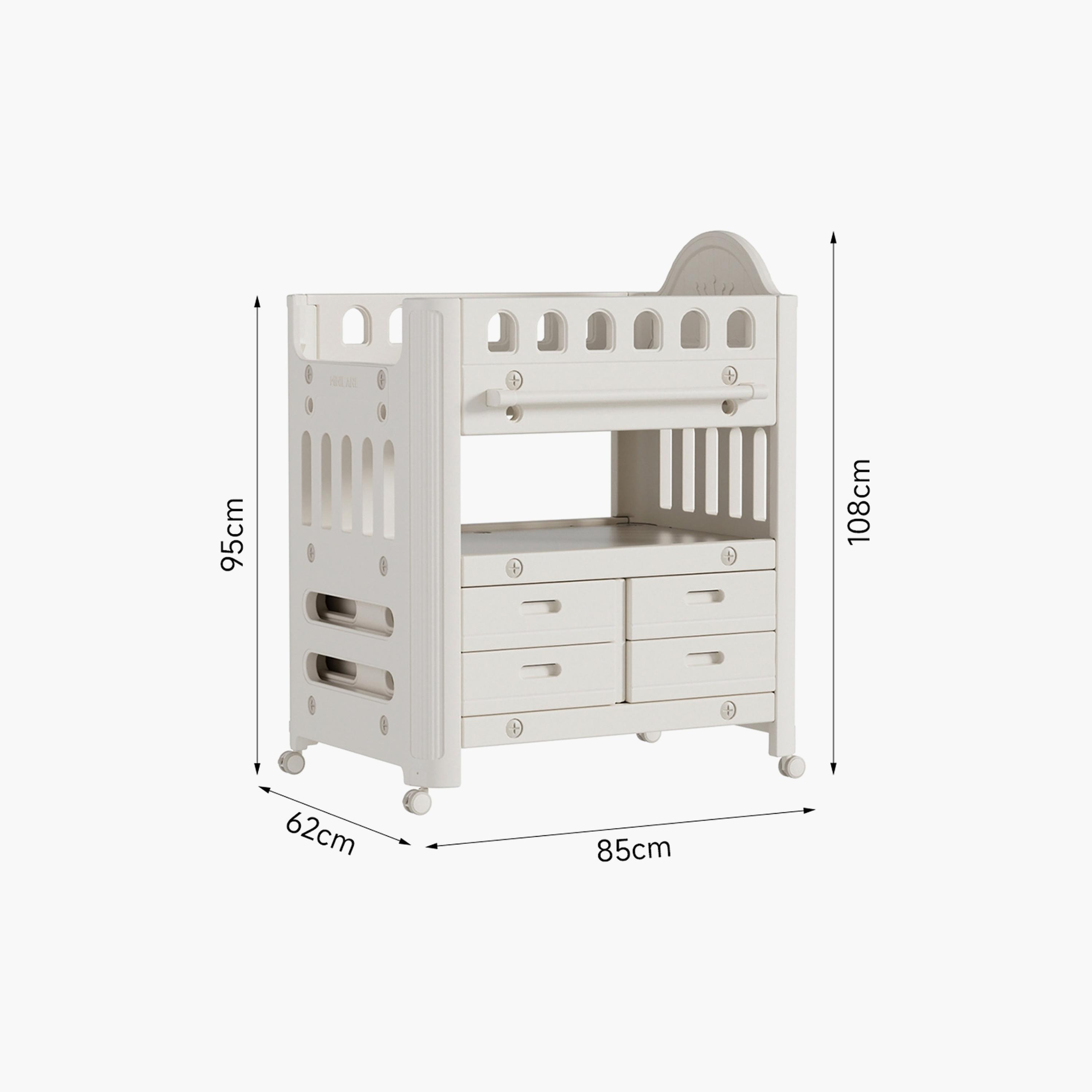 Little Angel Diaper Changing Table with Wheels & Storage Organizer Drawers-baby-nursery-furniture-wardrobesandstorage-image-2