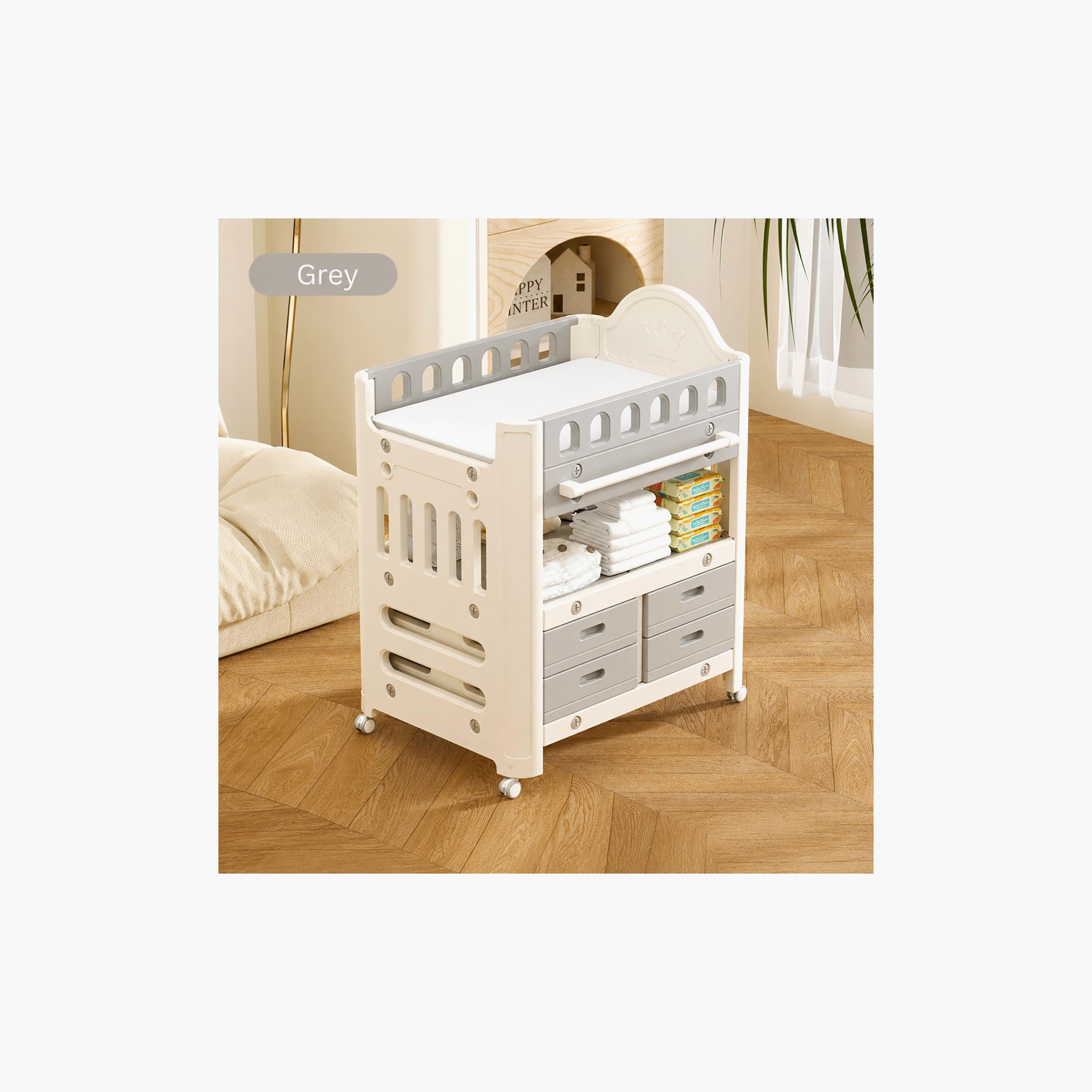 Little Angel Diaper Changing Table with Wheels & Storage Organizer Drawers-baby-nursery-furniture-wardrobesandstorage-image-4