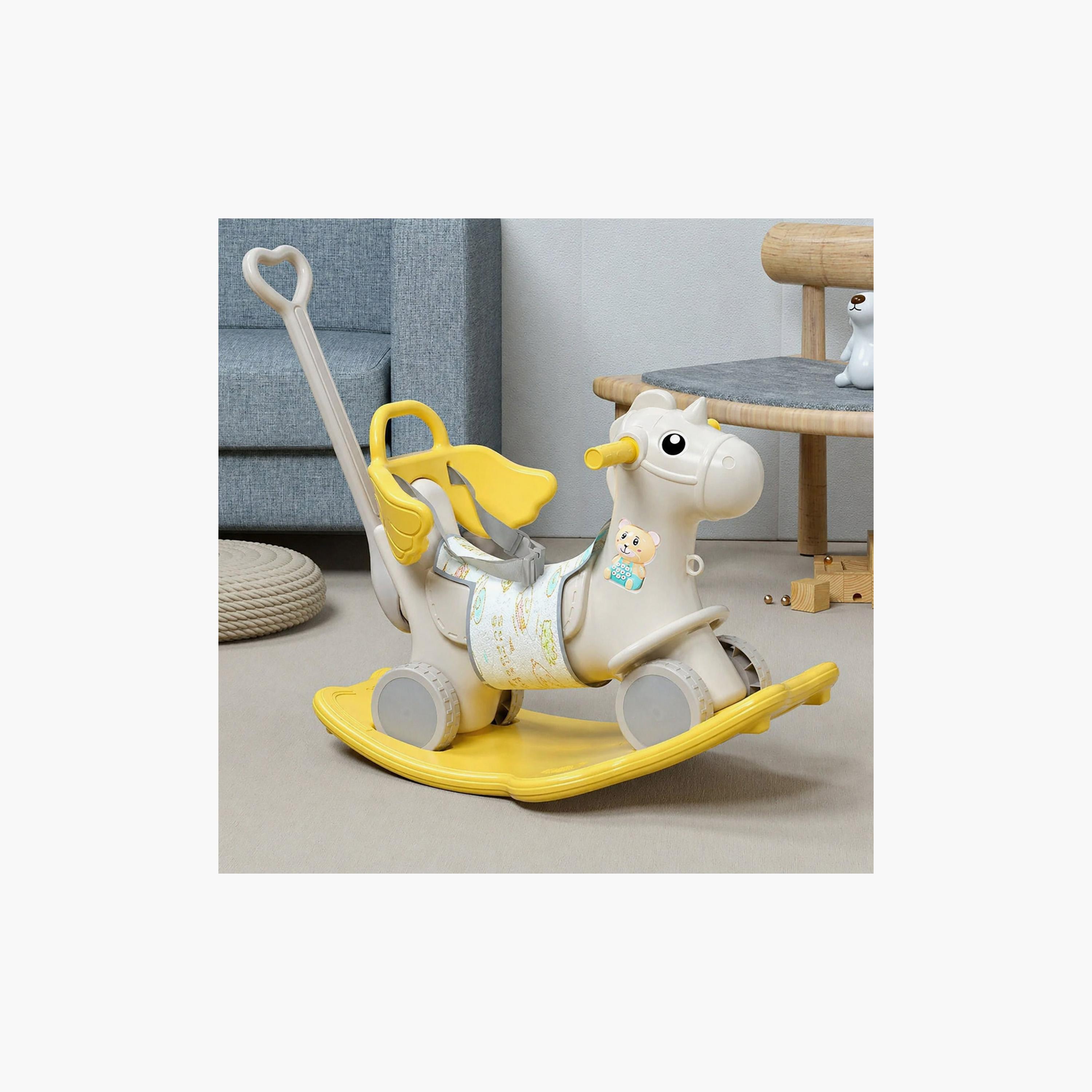 Little Angel Anti-Slip Rocking Horse Ride-On Toy with Handle & Backrest-toys-outdoor-bikesandrideons-manualrideons-image-3