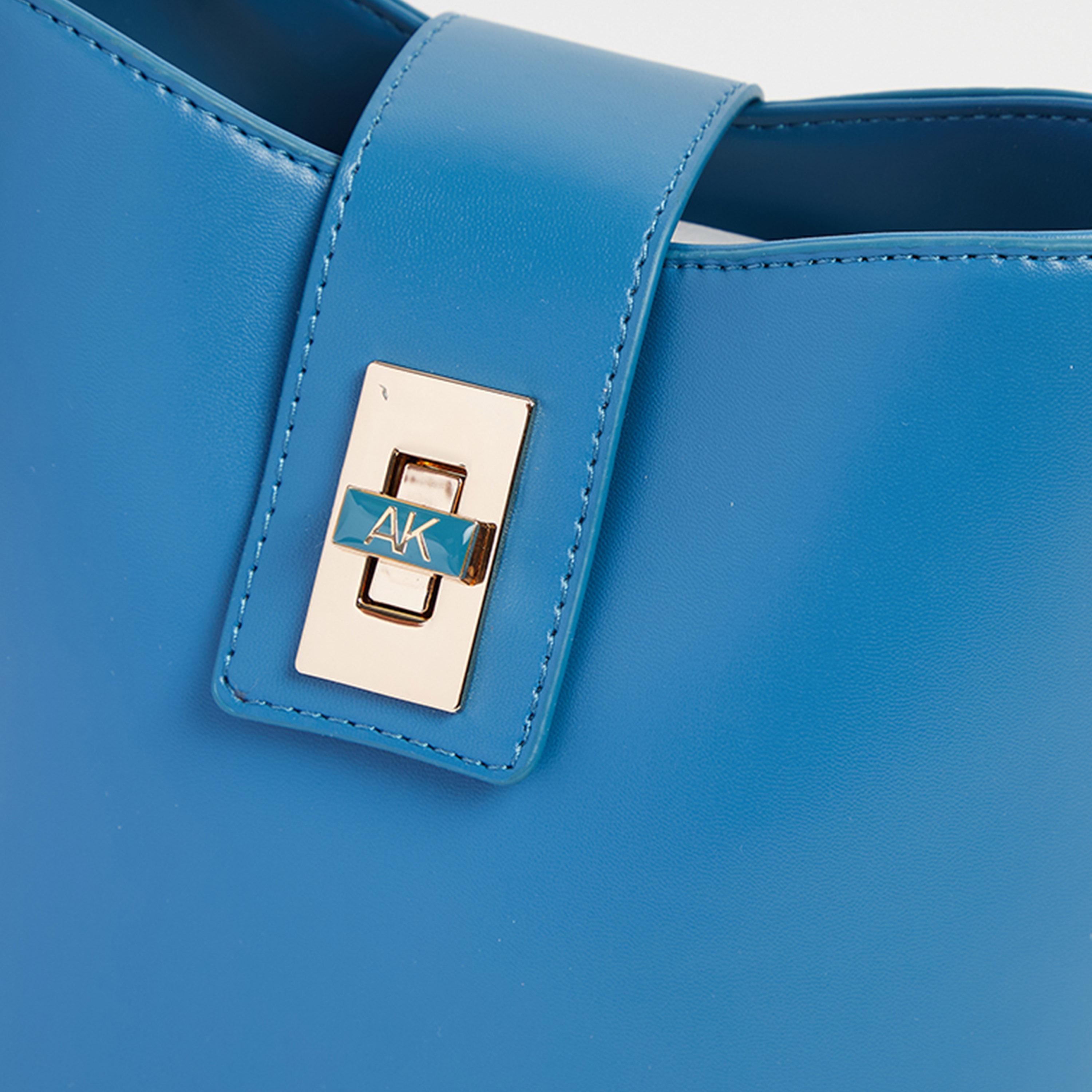 آن كلين - شنطة كتف سادة بمقبض علوي وقفل دوار حزام قابل للفصل | 19.5 × 7.5 × 14 سم-women-bagsandwallets-handbags-image-4