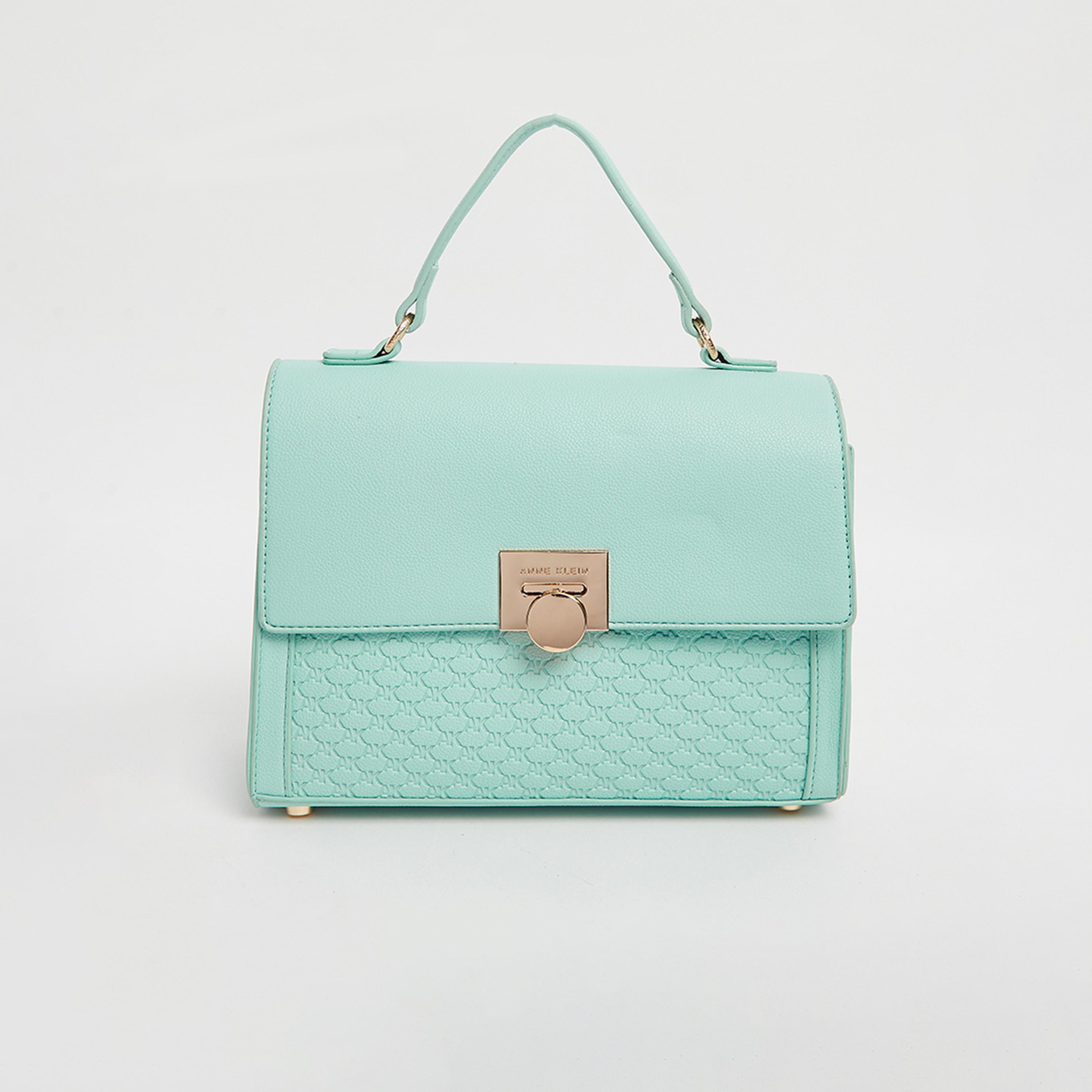 Anne Klein Monogram Top Handle Satchel Bag with Flap and Detachable Strap | 49.53 X 10.16 X 26.67 CM-women-bagsandwallets-handbags-image-1