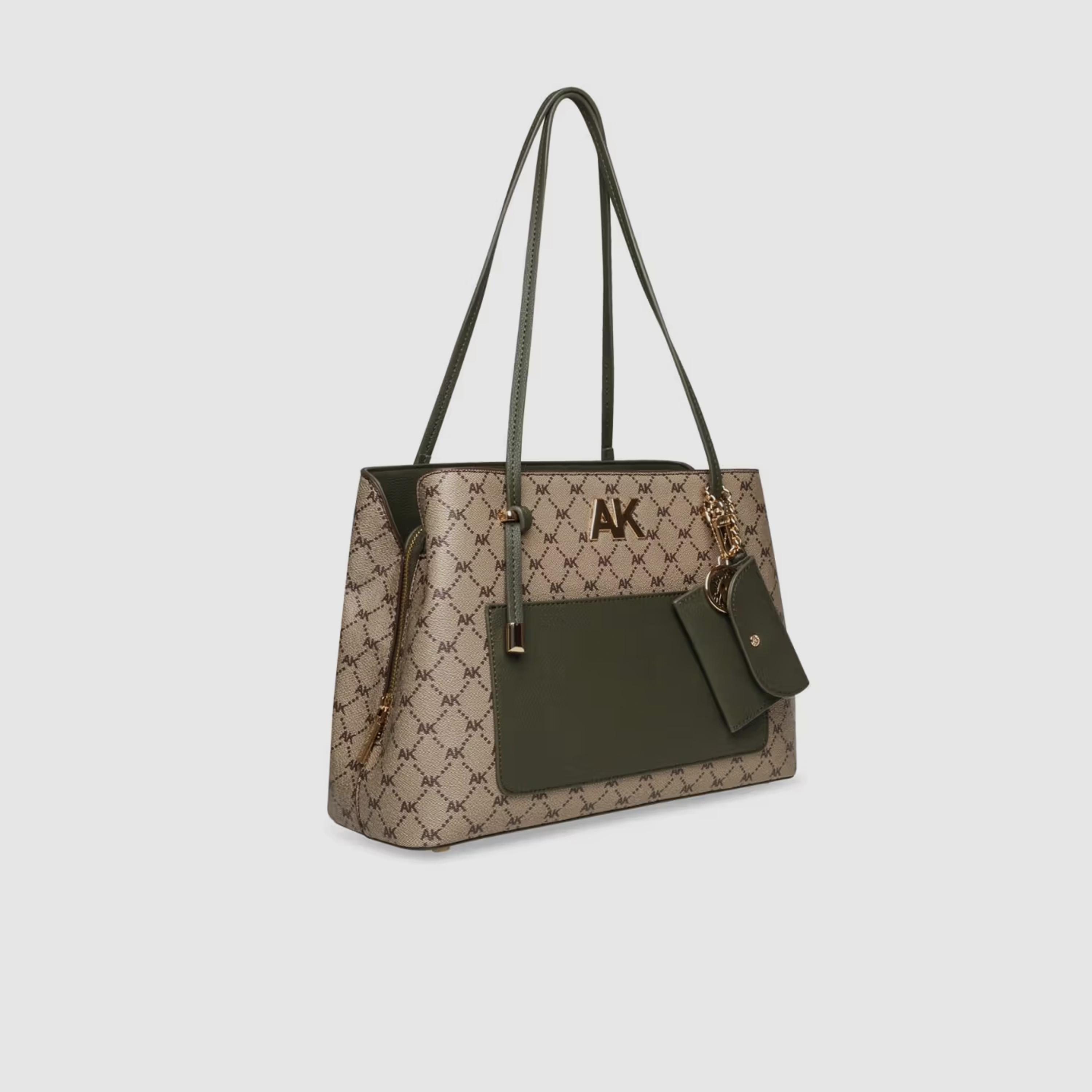 آن كلين - شنطة كتف بمقبضين وشعار مونوغرام مع إغلاق مغناطيسي | 19.5 × 7.5 × 14 سم-women-bagsandwallets-handbags-image-6