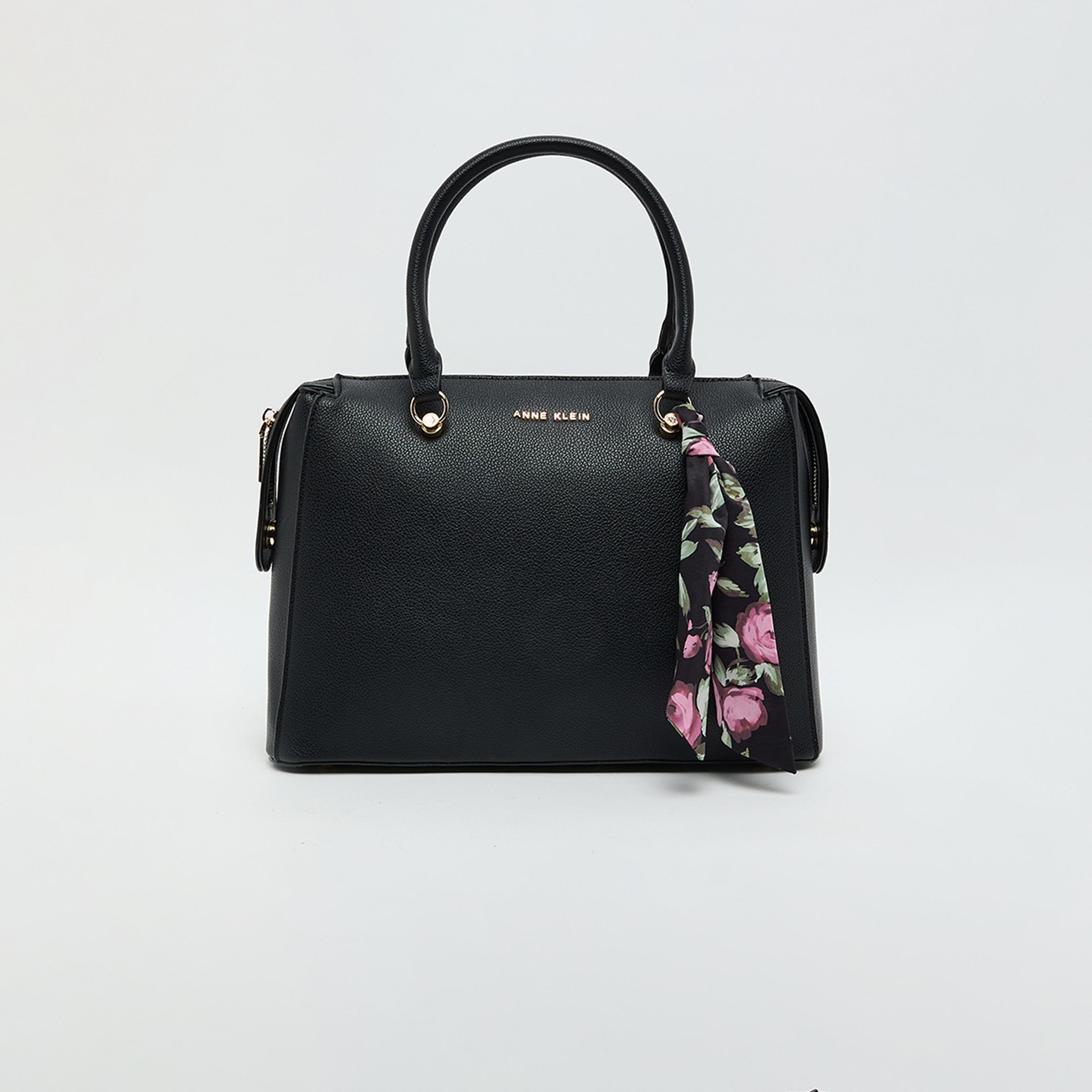 Anne Klein Textured Double Handle Satchel Bag with Zipper and Detachable Strap-women-bagsandwallets-handbags-image-2