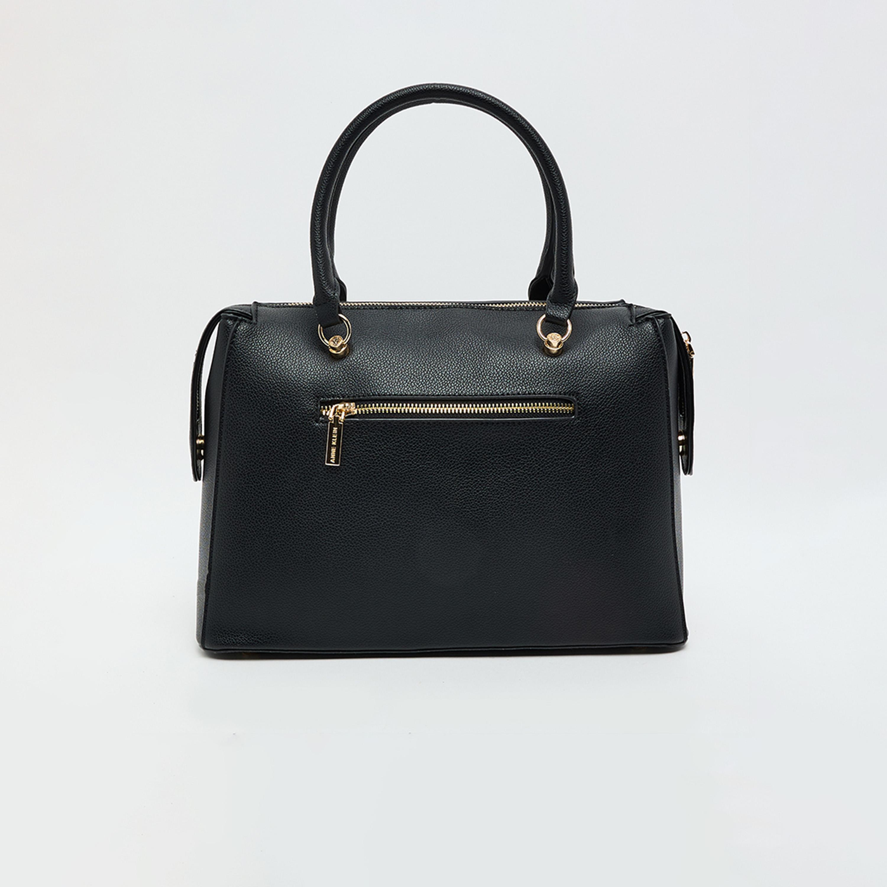 Anne Klein Textured Double Handle Satchel Bag with Zipper and Detachable Strap-women-bagsandwallets-handbags-image-4