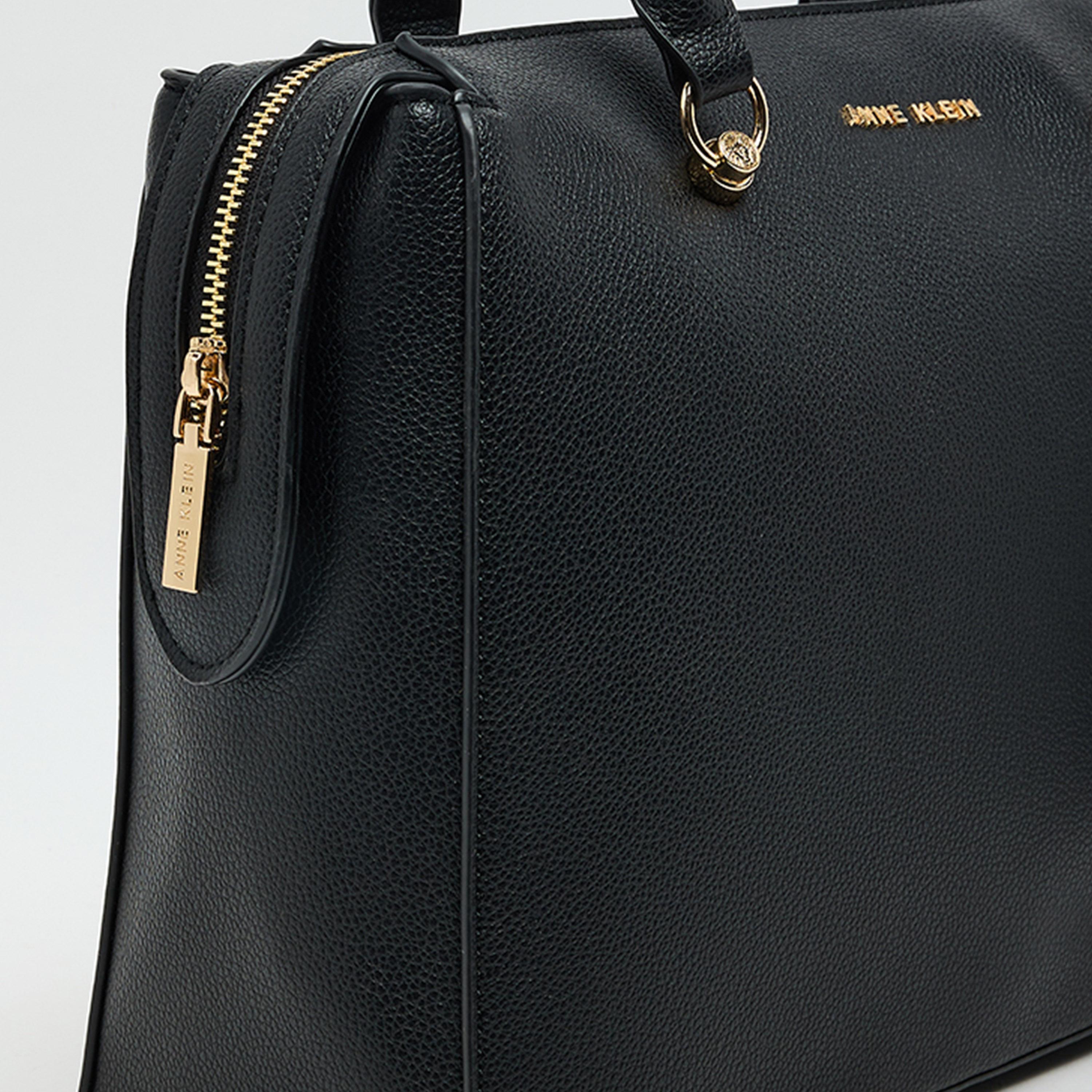 Anne Klein Textured Double Handle Satchel Bag with Zipper and Detachable Strap-women-bagsandwallets-handbags-image-5