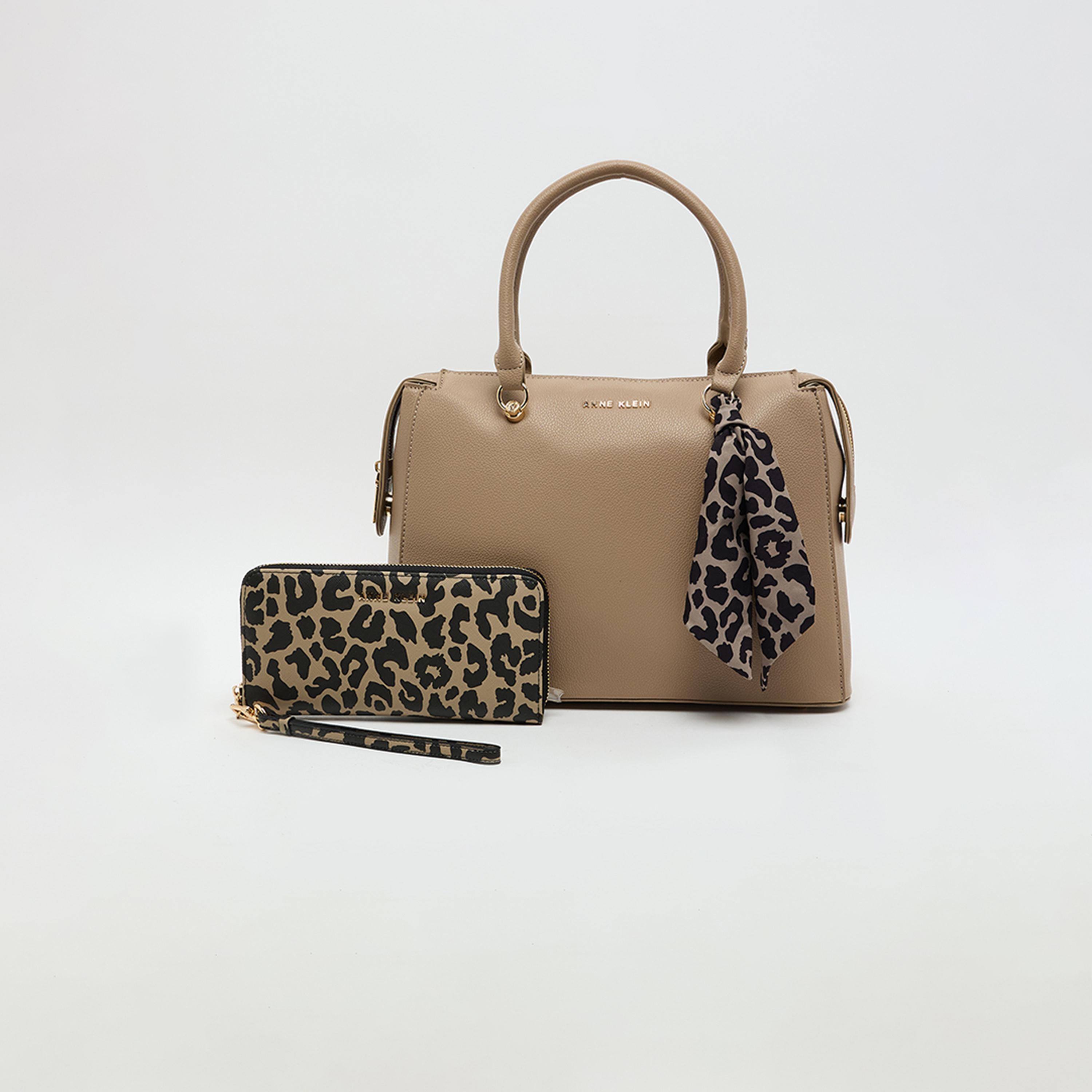 Anne Klein Textured Double Handle Satchel Bag with Zipper and Detachable Strap-women-bagsandwallets-handbags-image-6