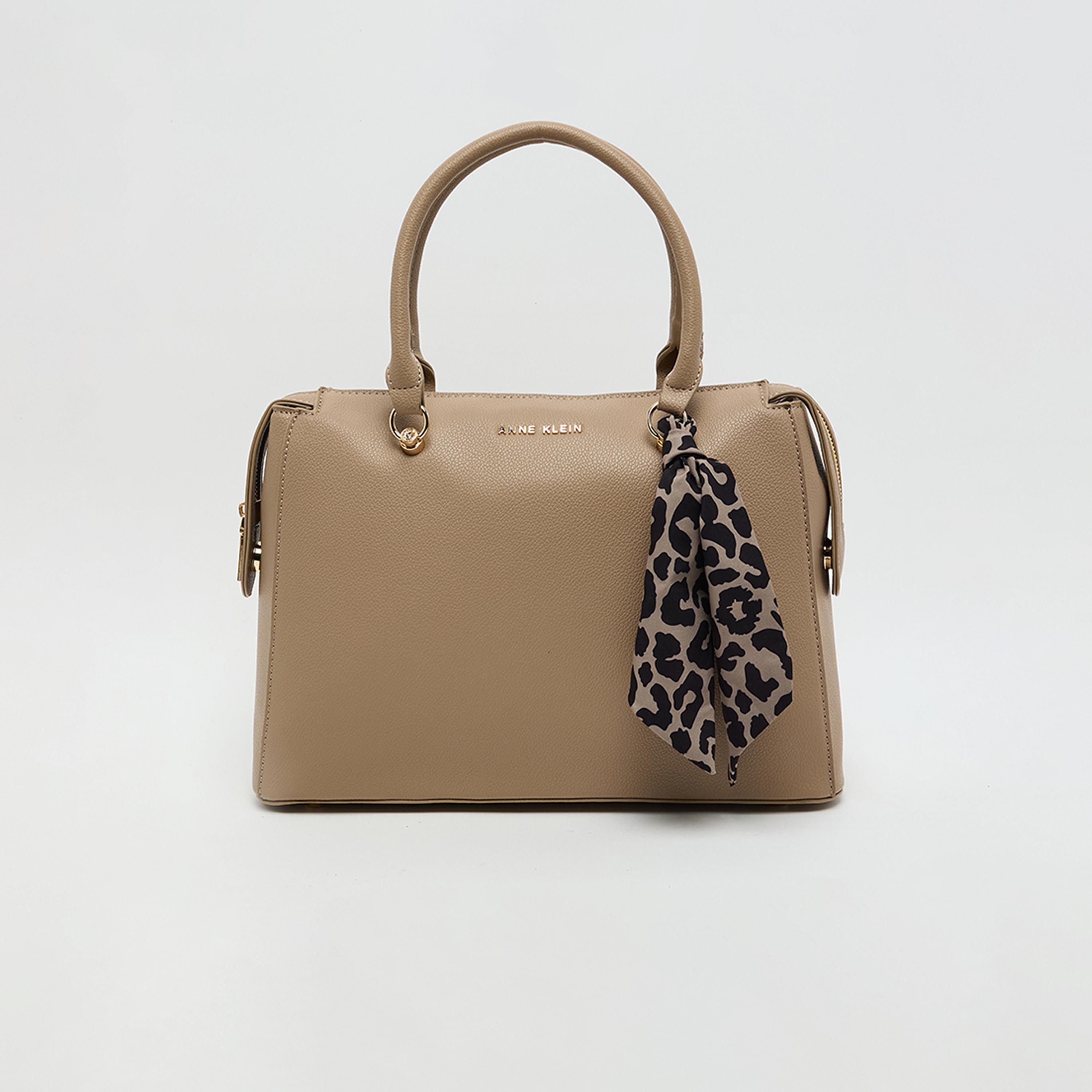 Anne Klein Textured Double Handle Satchel Bag with Zipper and Detachable Strap-women-bagsandwallets-handbags-image-7