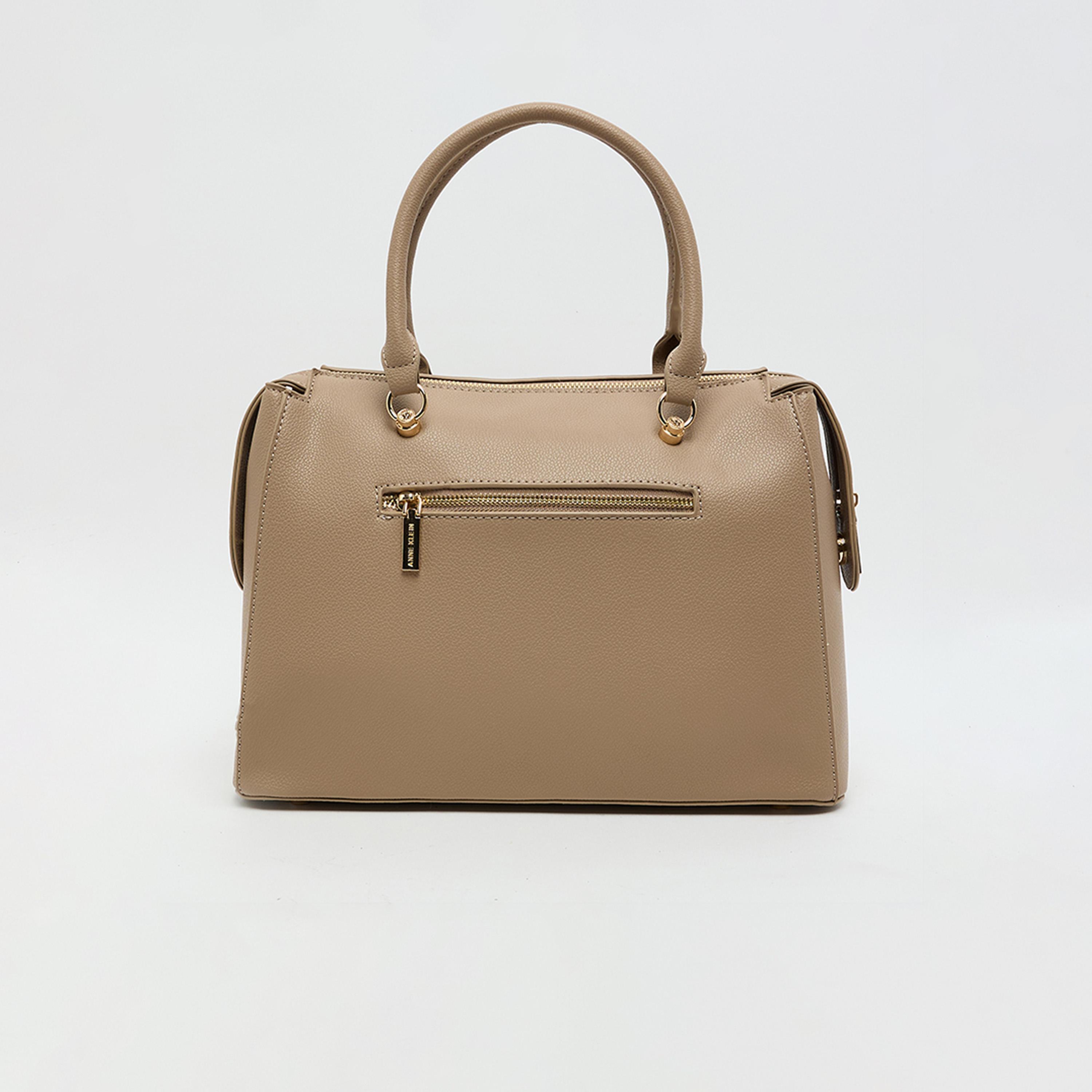 Anne Klein Textured Double Handle Satchel Bag with Zipper and Detachable Strap-women-bagsandwallets-handbags-image-9