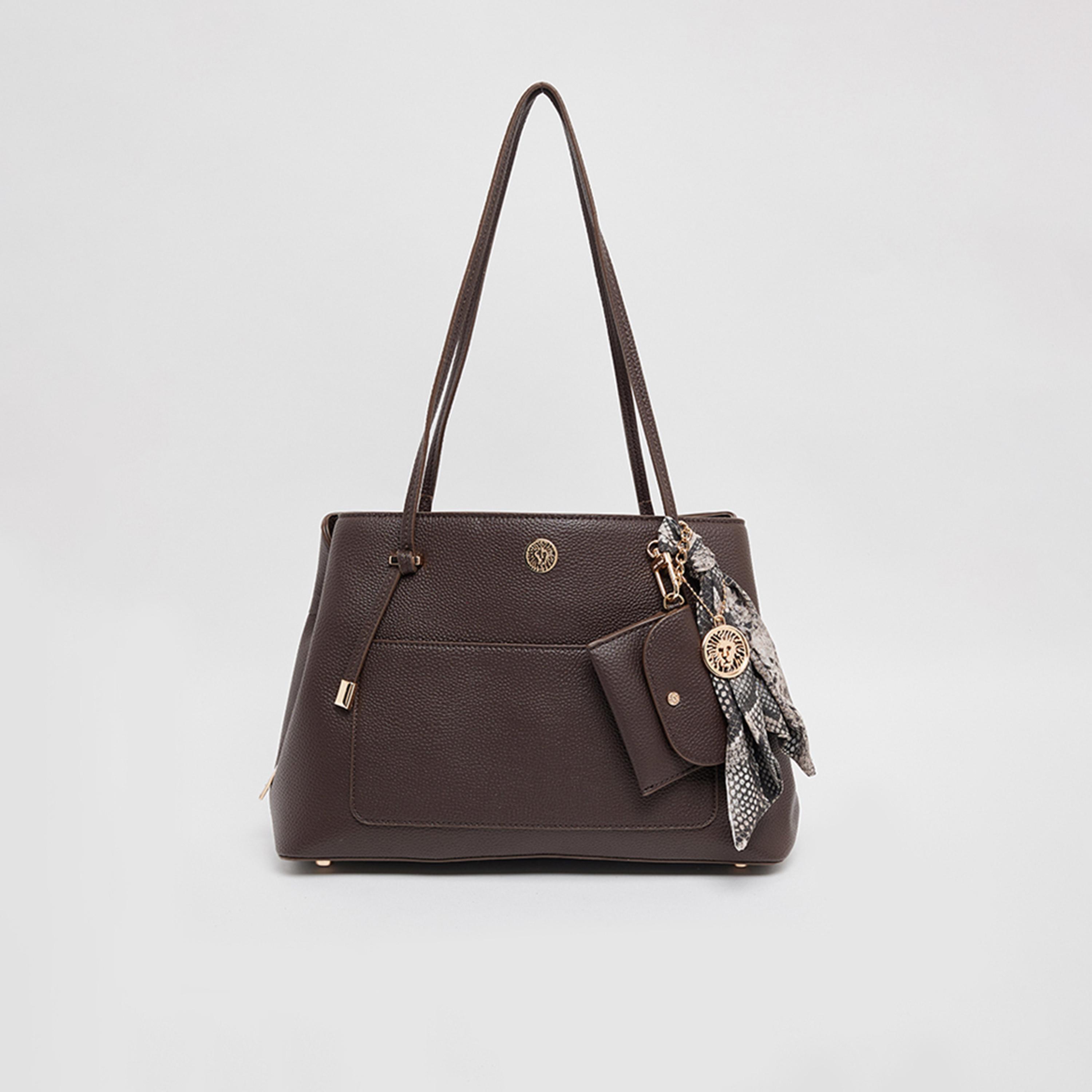 Anne Klein Textured Double Handle Shoulder Bag with Zipper | 19.5 X 7.5 X 14 CM-women-bagsandwallets-handbags-image-1