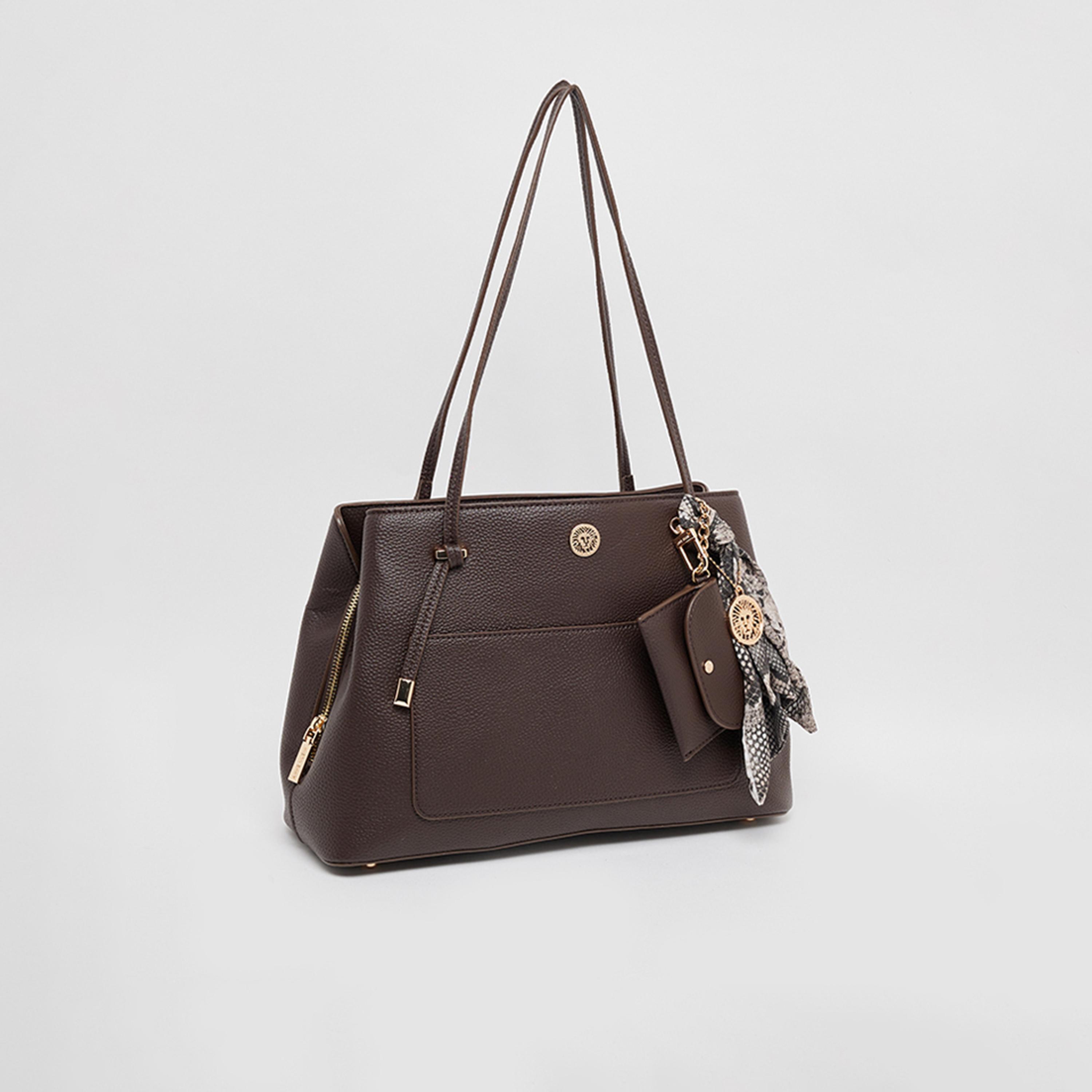 Anne Klein Textured Double Handle Shoulder Bag with Zipper | 19.5 X 7.5 X 14 CM-women-bagsandwallets-handbags-image-2