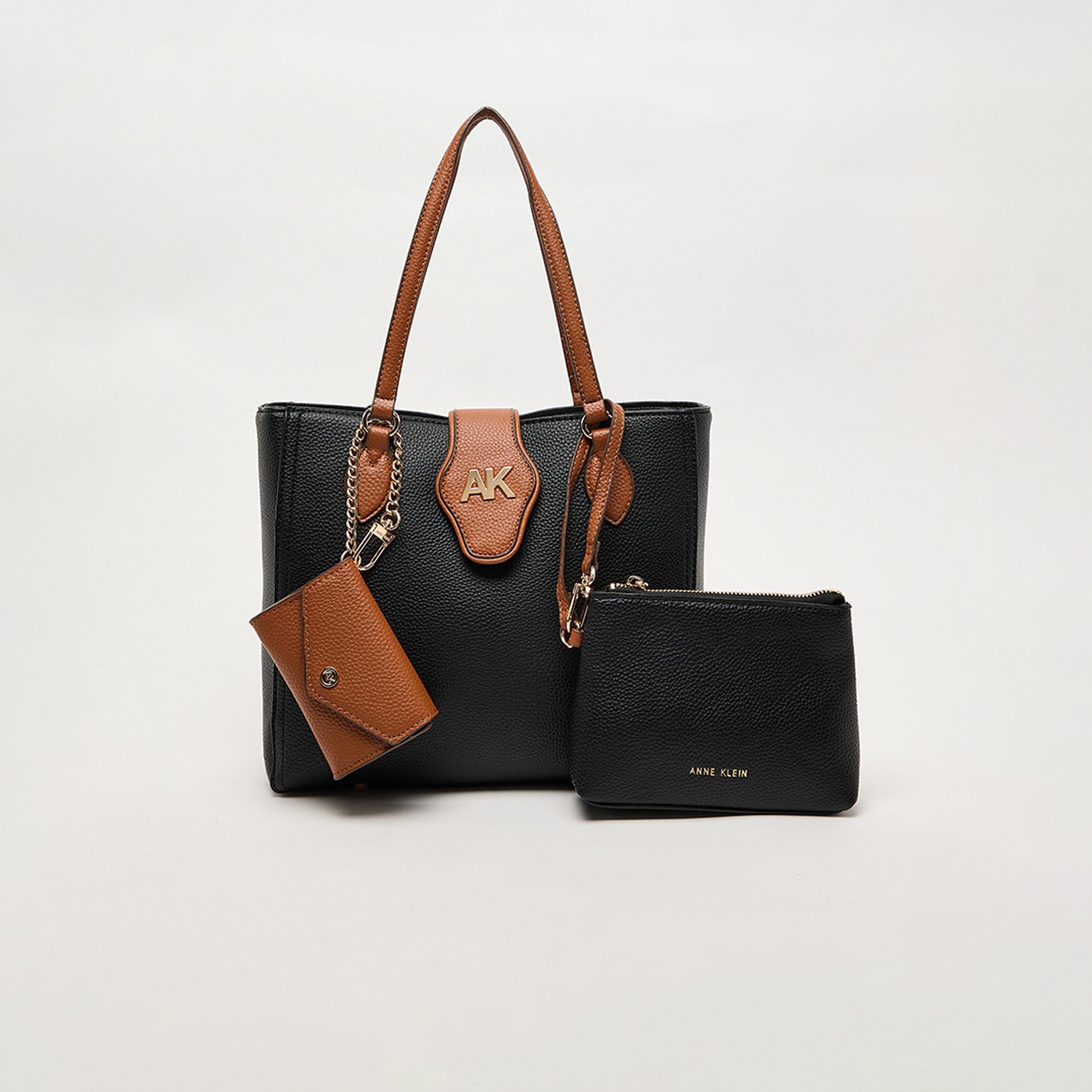 Anne Klein Textured Double Handle Tote Bag with Magnetic Closure | 27.94 X 8.25 X 24.76 CM-women-bagsandwallets-handbags-image-1