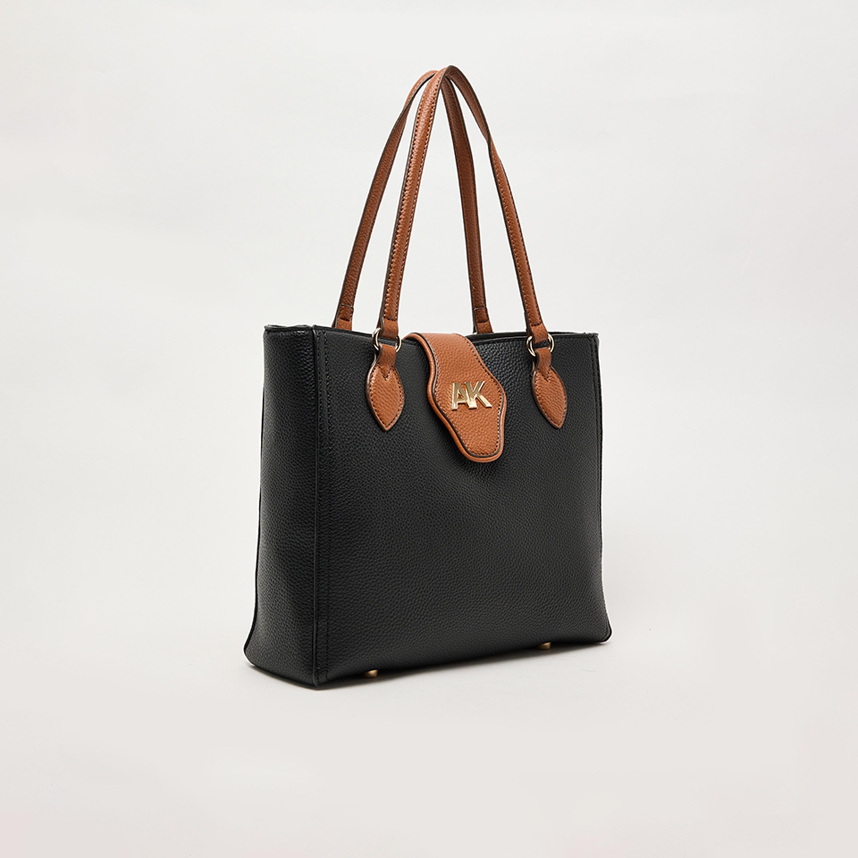 Anne Klein Textured Double Handle Tote Bag with Magnetic Closure | 27.94 X 8.25 X 24.76 CM-women-bagsandwallets-handbags-image-2