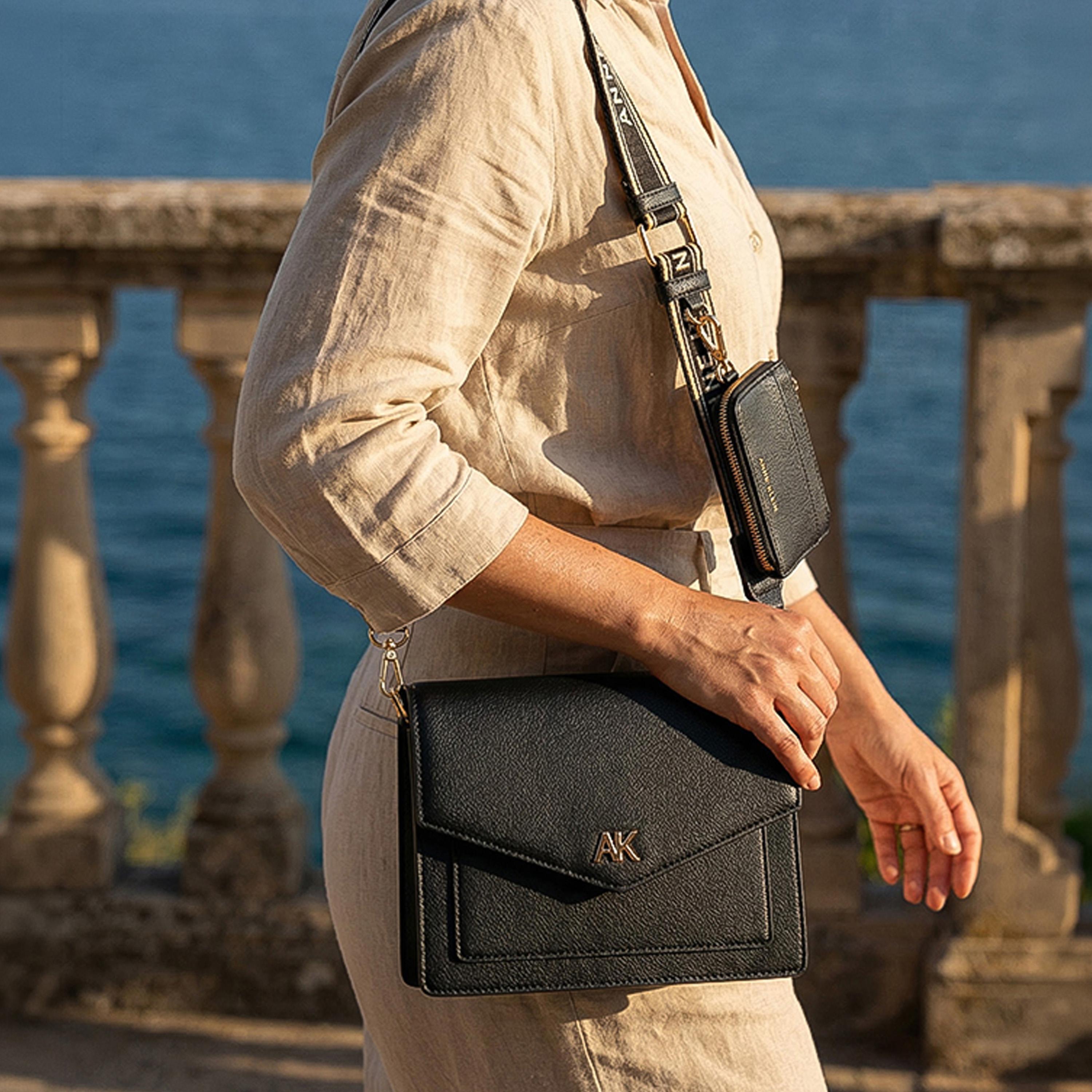 آن كلين - شنطة كروس سادة بغطاء حزام قابل للتعديل | 20 × 6.7 × 14 سم-women-bagsandwallets-handbags-image-2