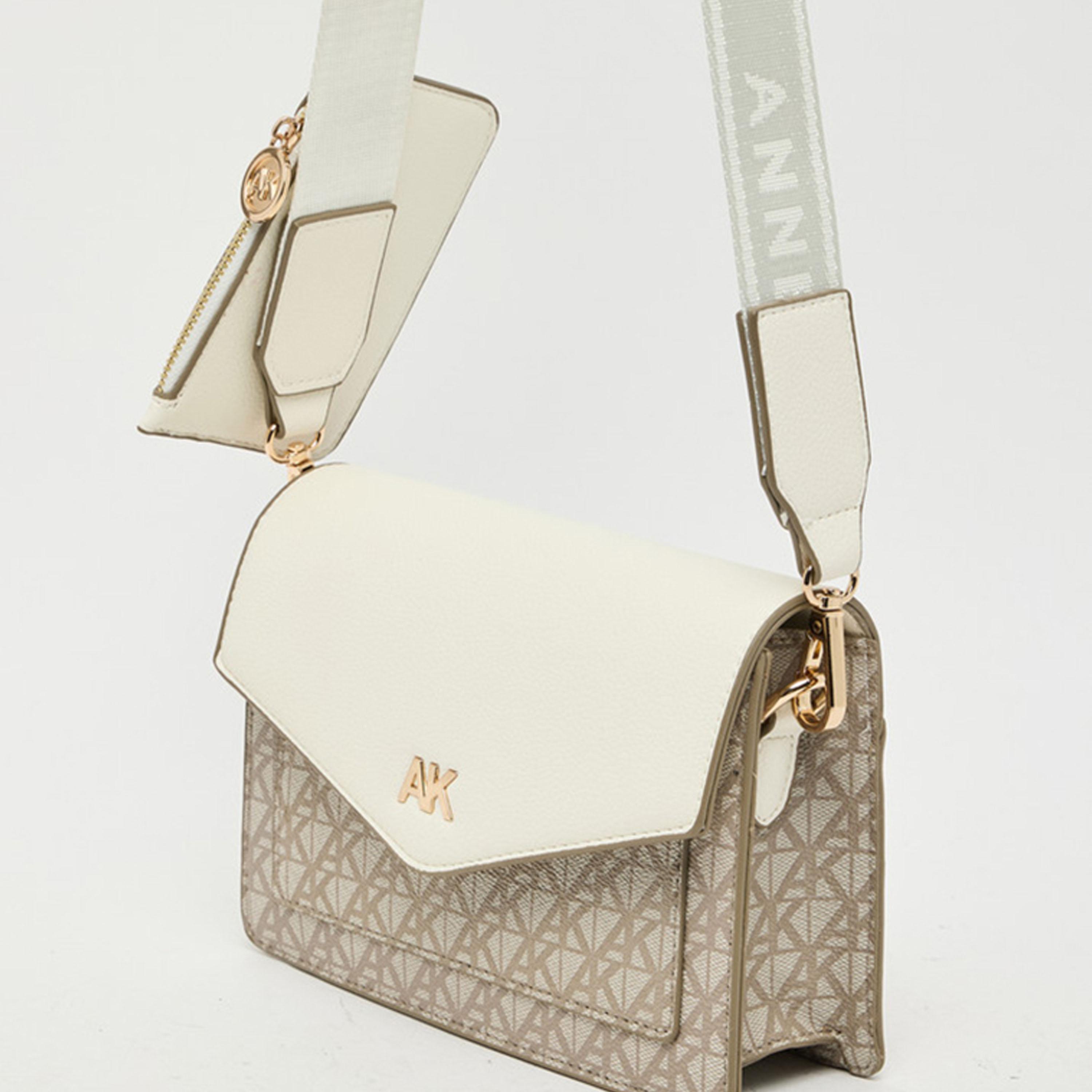 Anne Klein Monogram Crossbody Bag with Flap and Adjustable Strap | 31.75 X 10.79 X 29.53 CM-women-bagsandwallets-handbags-image-5