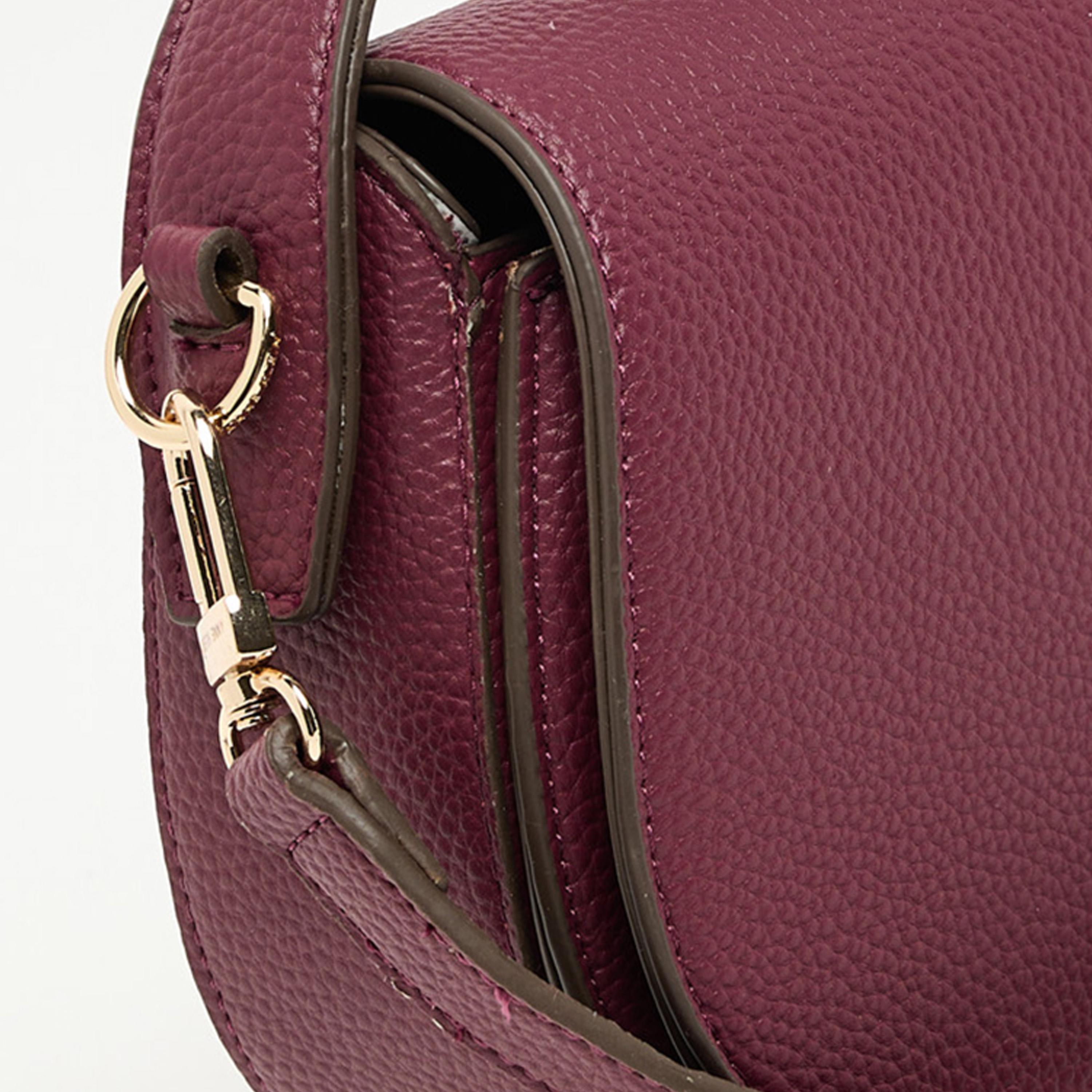 Anne Klein Textured Top Handle Shoulder Bag with Flap and Adjustable Strap | 23.62 X 5.08 X 14.22 CM-women-bagsandwallets-handbags-image-4
