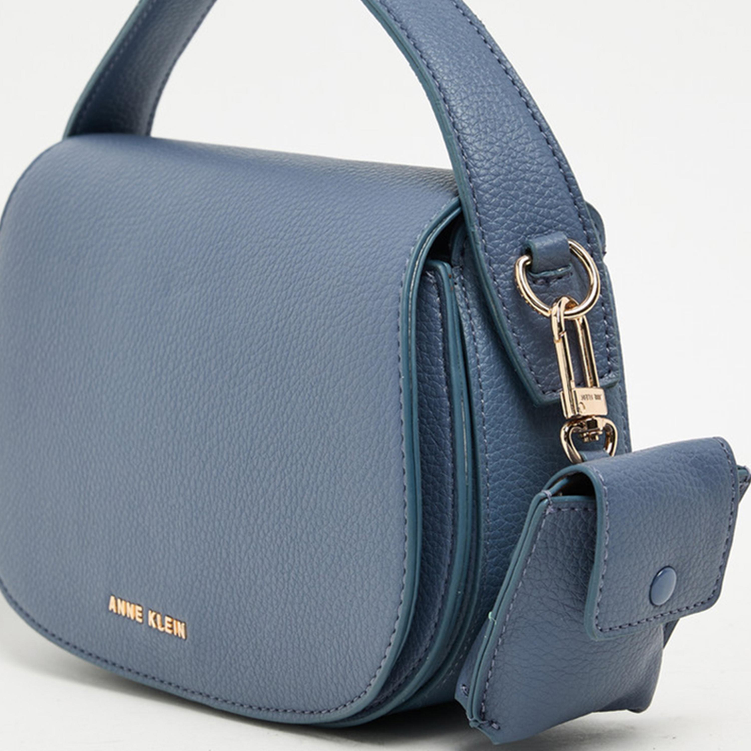 Anne Klein Textured Top Handle Shoulder Bag with Flap and Adjustable Strap | 23.62 X 5.08 X 14.22 CM-women-bagsandwallets-handbags-image-5