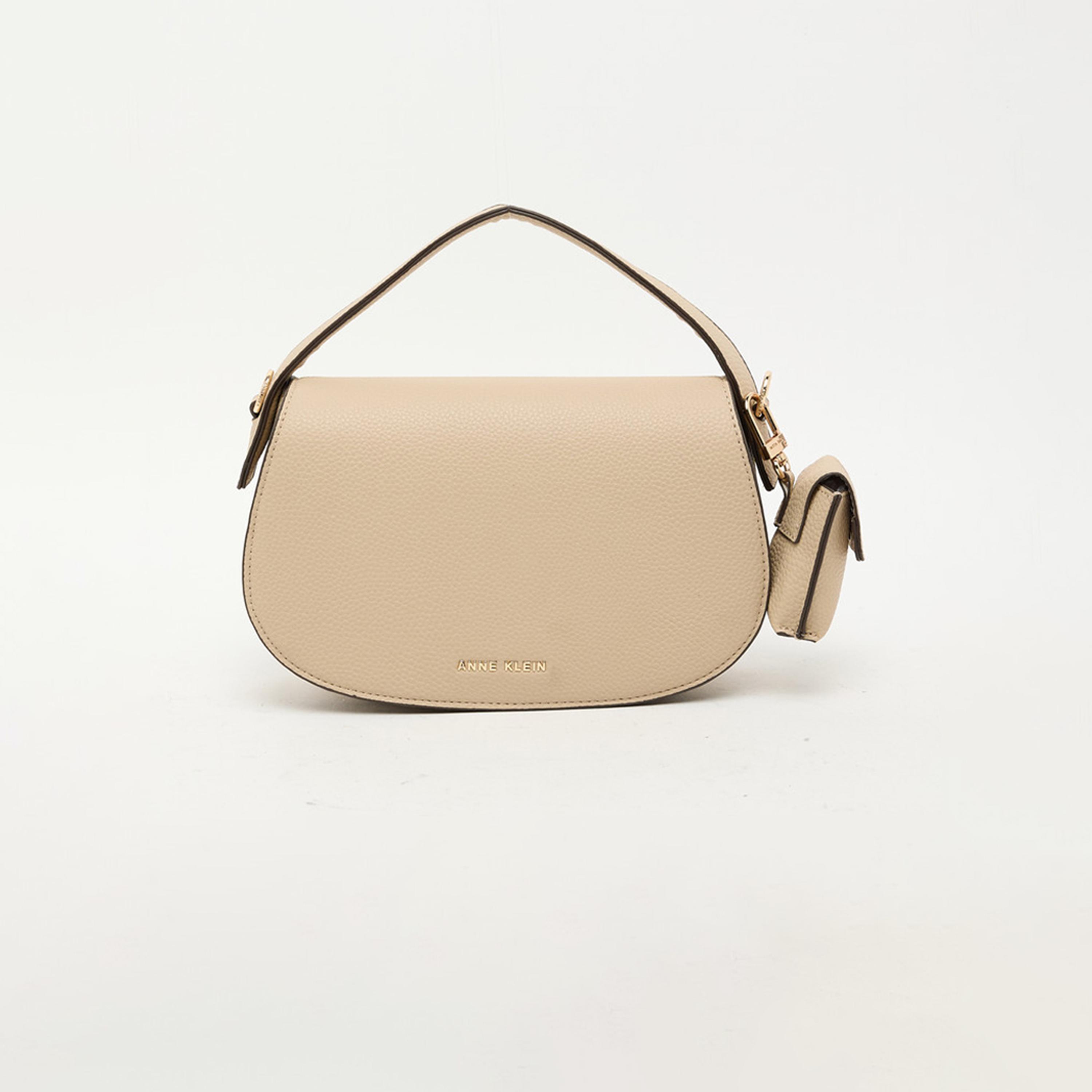 Anne Klein Textured Top Handle Shoulder Bag with Flap and Detachable Strap | 23.62 X 5.08 X 14.22 CM-women-bagsandwallets-handbags-image-1