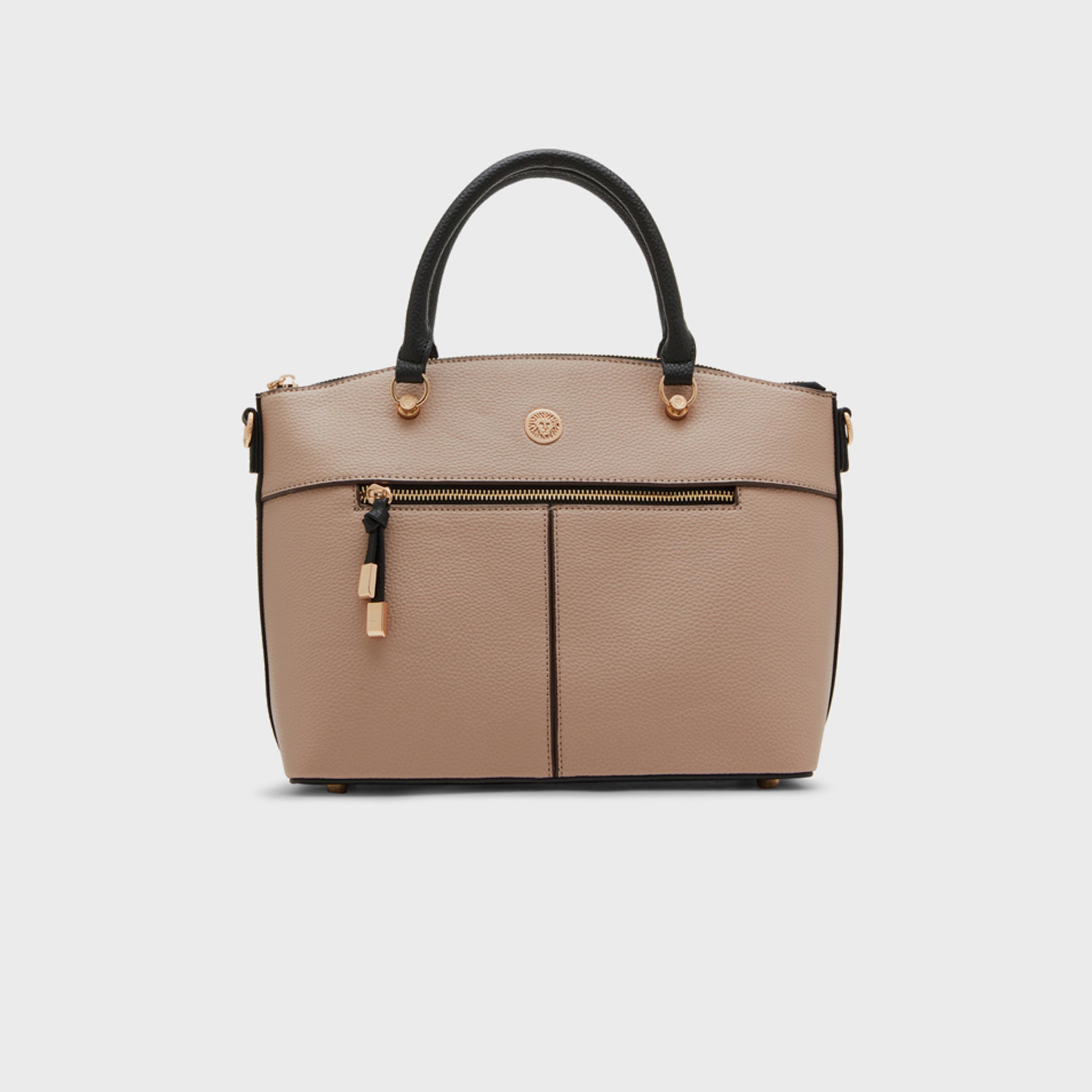 Anne Klein Textured Double Handle Satchel Bag with Zipper and Detachable Strap-women-bagsandwallets-handbags-image-1