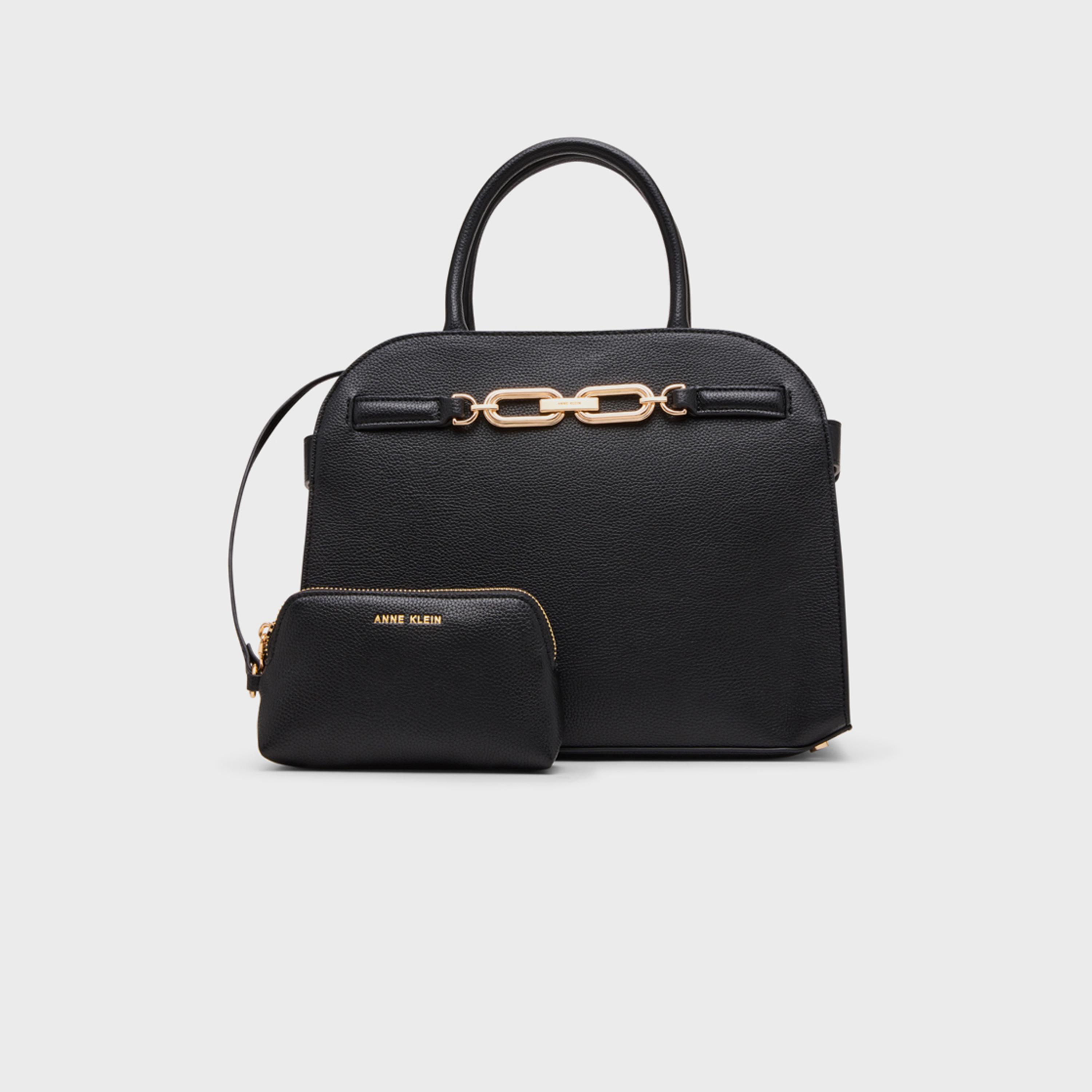 Anne Klein Textured Double Handle Satchel Bag with Magnetic Closure and Detachable Strap | 31.75 X 16 X 23.37 CM-women-bagsandwallets-handbags-image-1