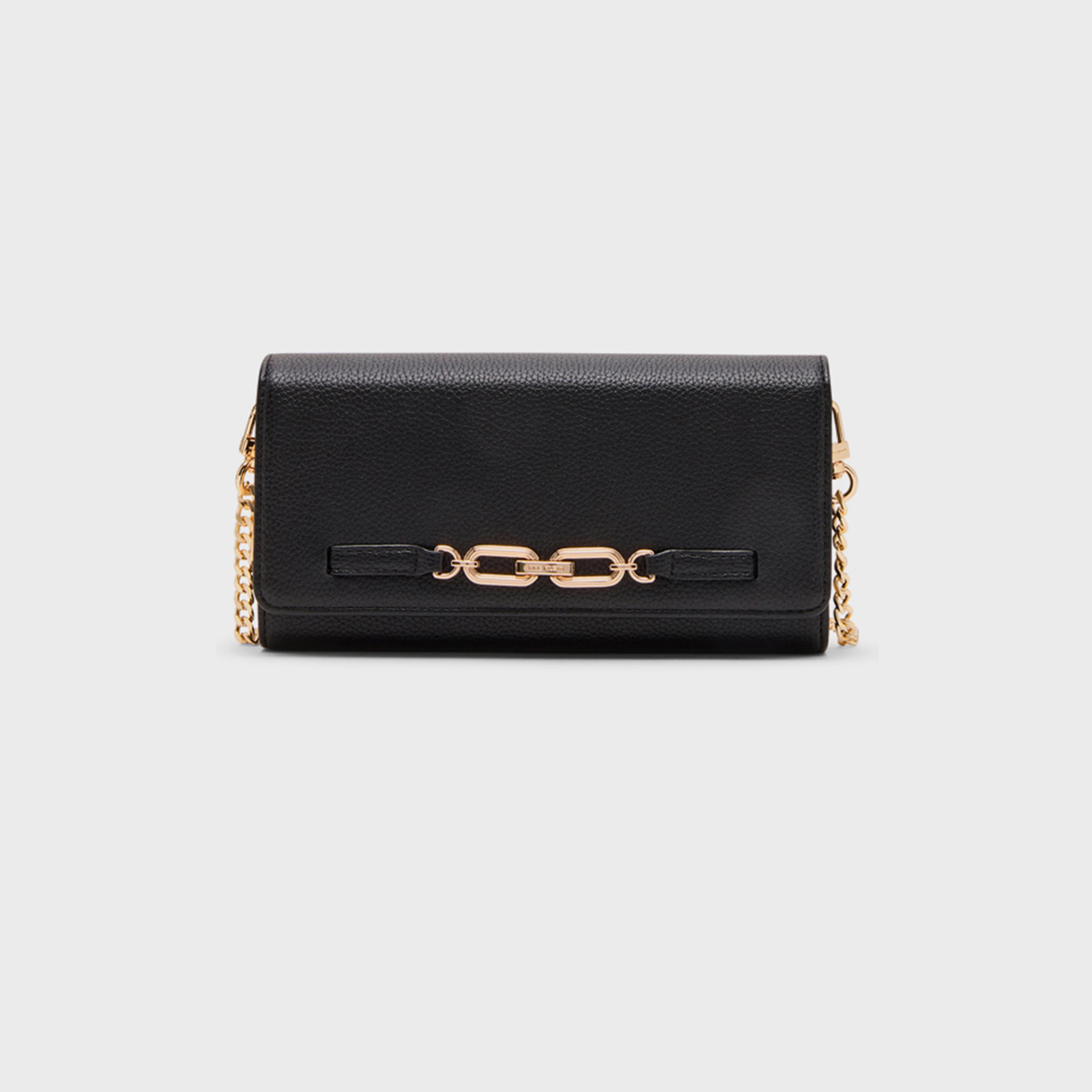 Anne Klein Textured Wallet with Flap and Chain Strap | 19.98 X 10.66 CM-women-bagsandwallets-wallets-image-1