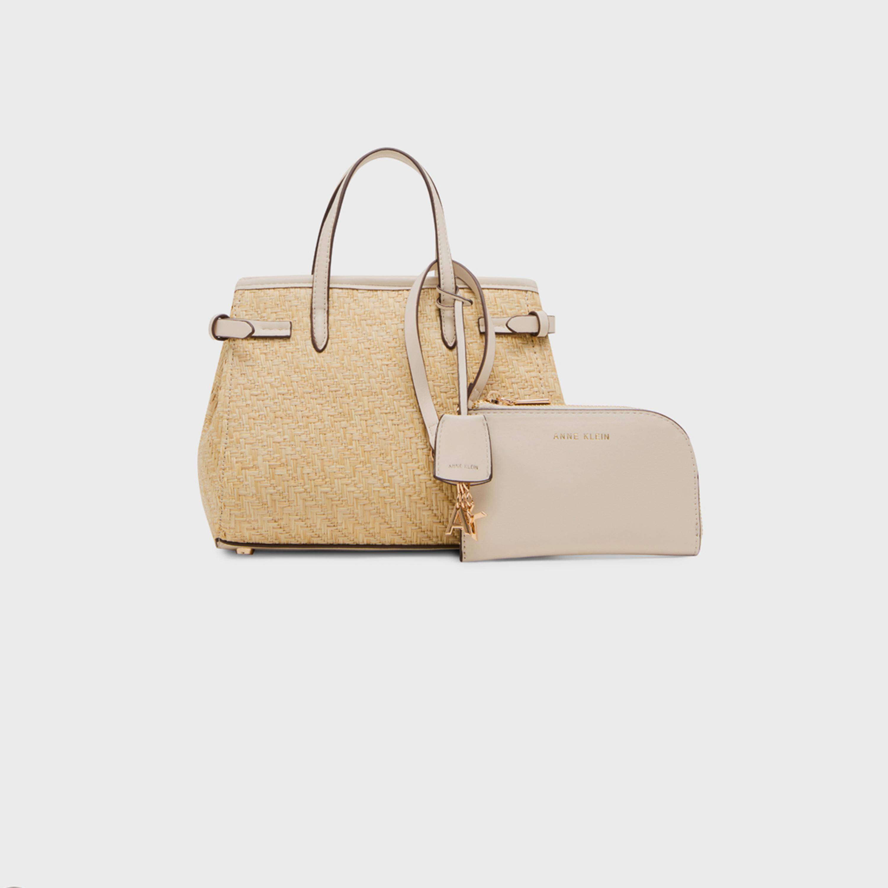 Anne Klein Textured Double Handle Satchel Bag with Magnetic Closure and Detachable Strap | 22.09 X 12.19 X 17.53 CM-women-bagsandwallets-handbags-image-1