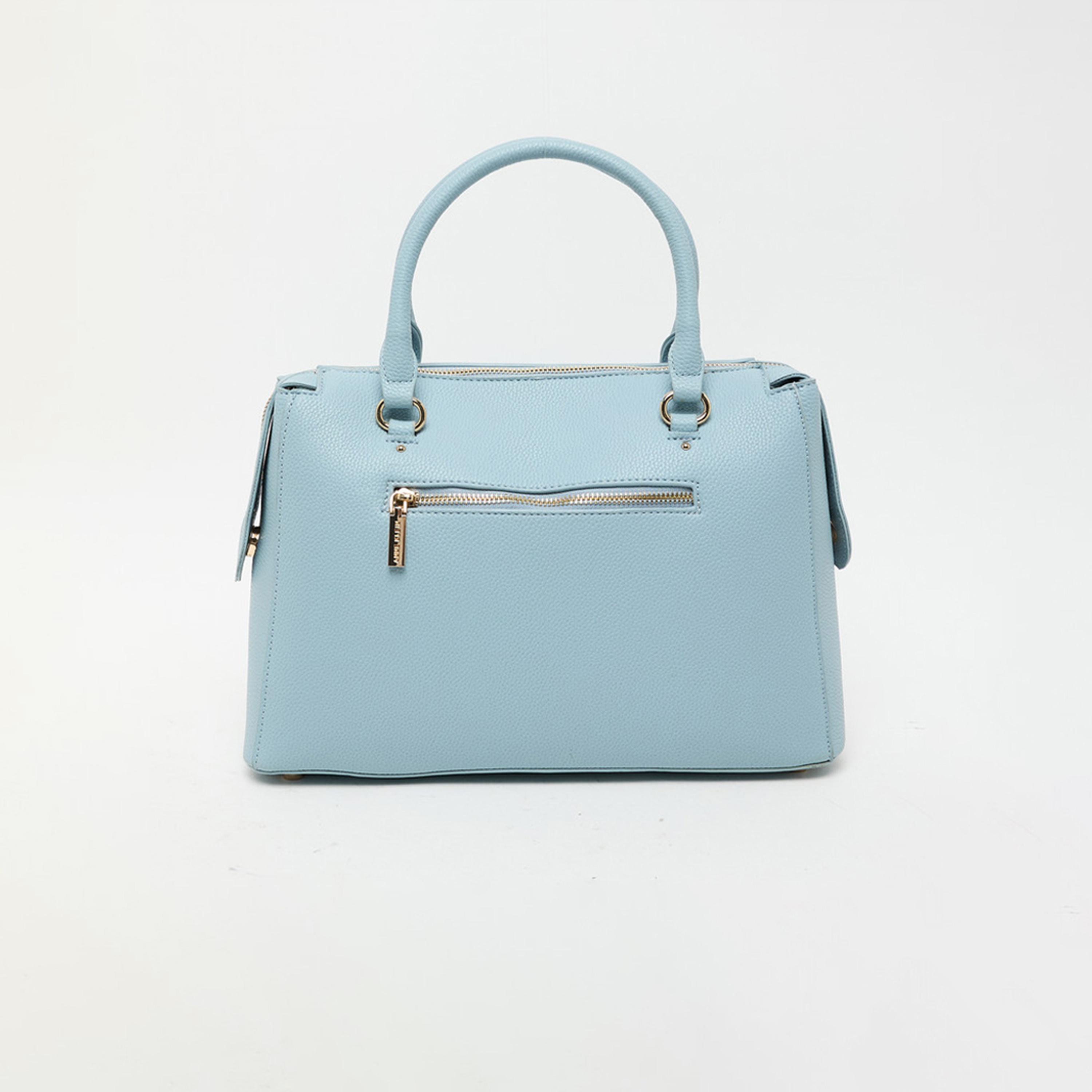 Anne Klein Textured Double Handle Satchel Bag with Zipper and Detachable Strap | 33.65 X 11.75 X 24.13 CM-women-bagsandwallets-handbags-image-4
