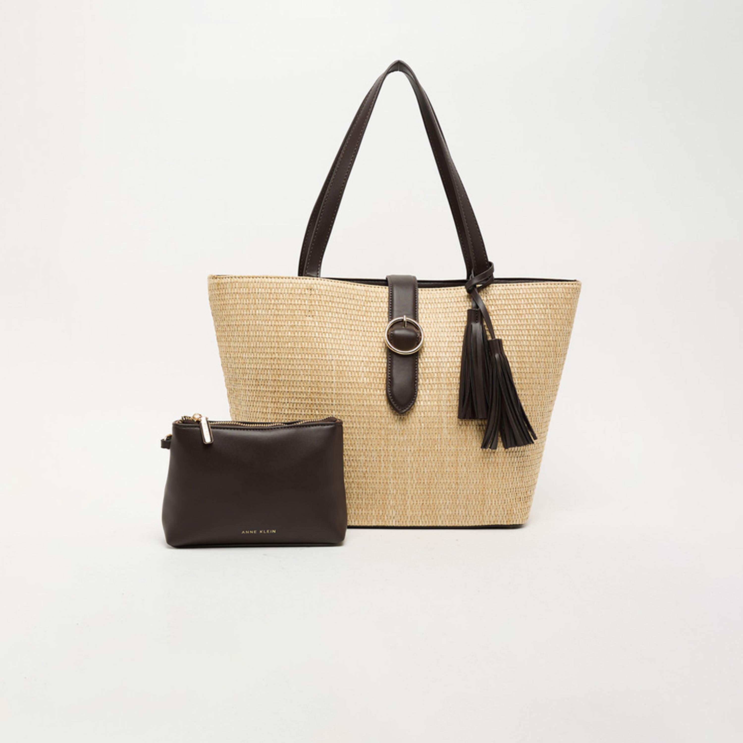 Anne Klein Textured Double Handle Shoulder Bag with Magnetic Closure | 31.75 X 10.79 X 29.53 CM-women-bagsandwallets-handbags-image-1