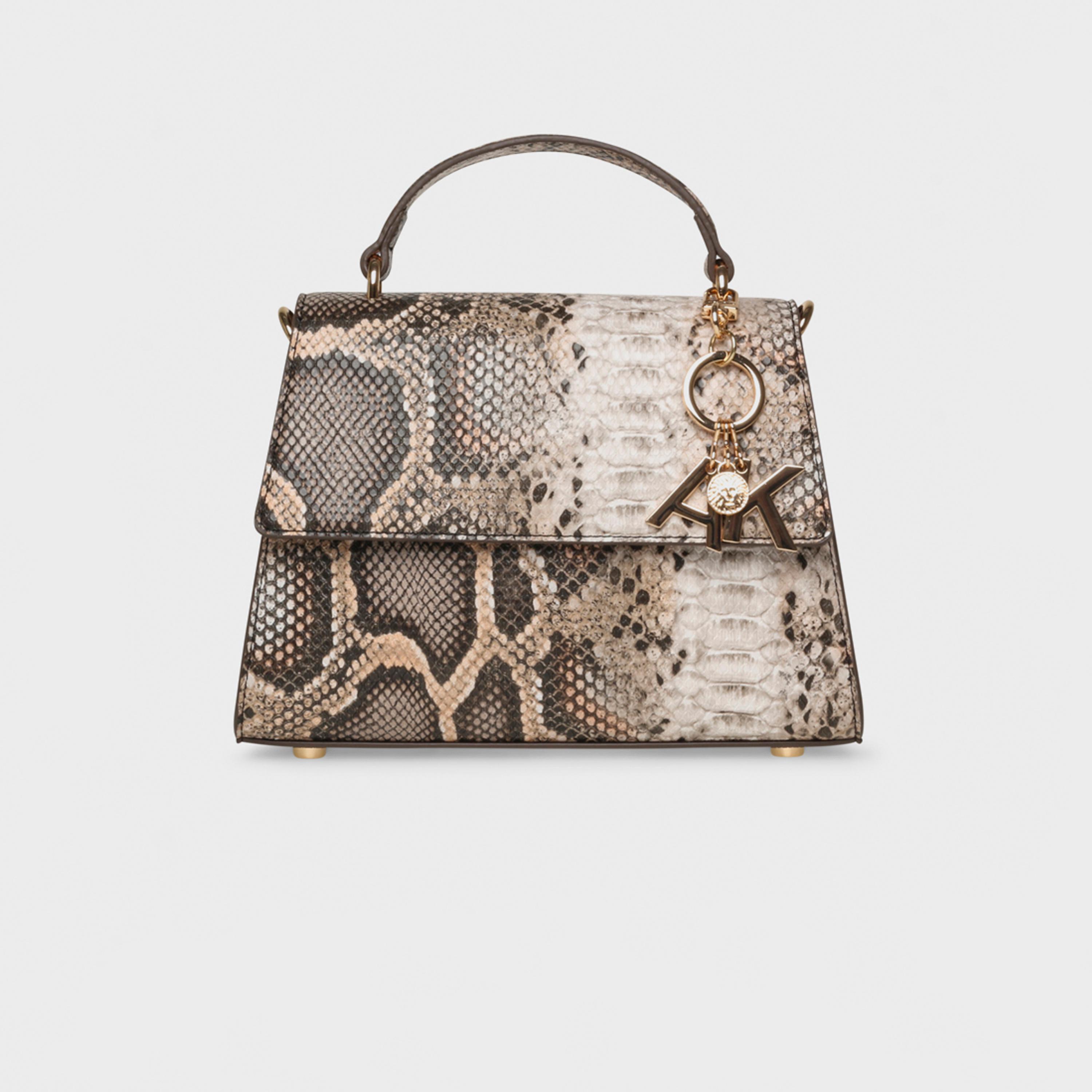 آن كلين - شنطة يد بمقبض علوي نقشة جلد حيواني، غطاء حزام قابل للفصل | 22.5 × 6 × 16 سم-women-bagsandwallets-handbags-image-1