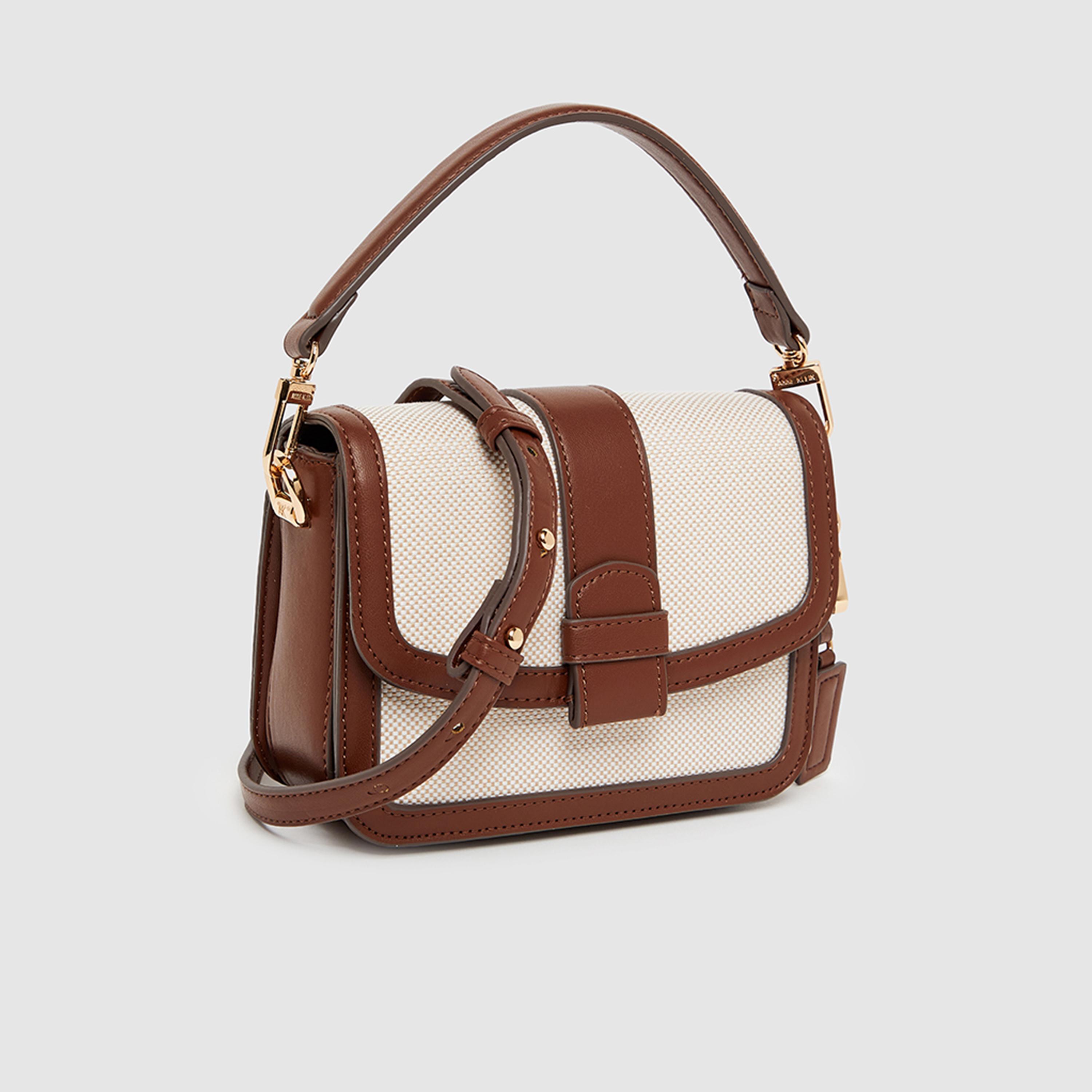 Anne Klein Color Block Top Handle Shoulder Bag with Flap and Detachable Strap | 19.5 X 7.5 X 14 CM-women-bagsandwallets-handbags-image-7