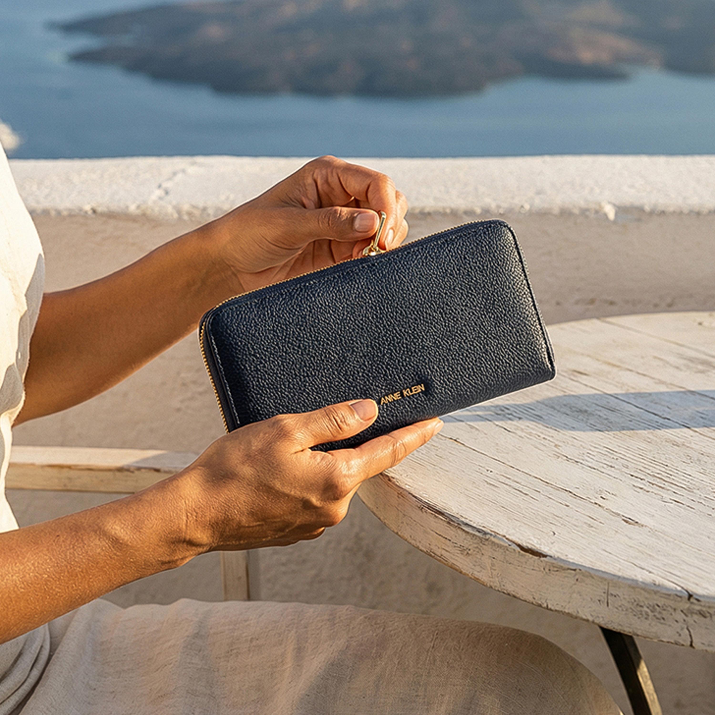 آن كلين - محفظة مزخرفة بسحاب | 19.56 × 5.58 × 10.16 سم-women-bagsandwallets-wallets-image-2