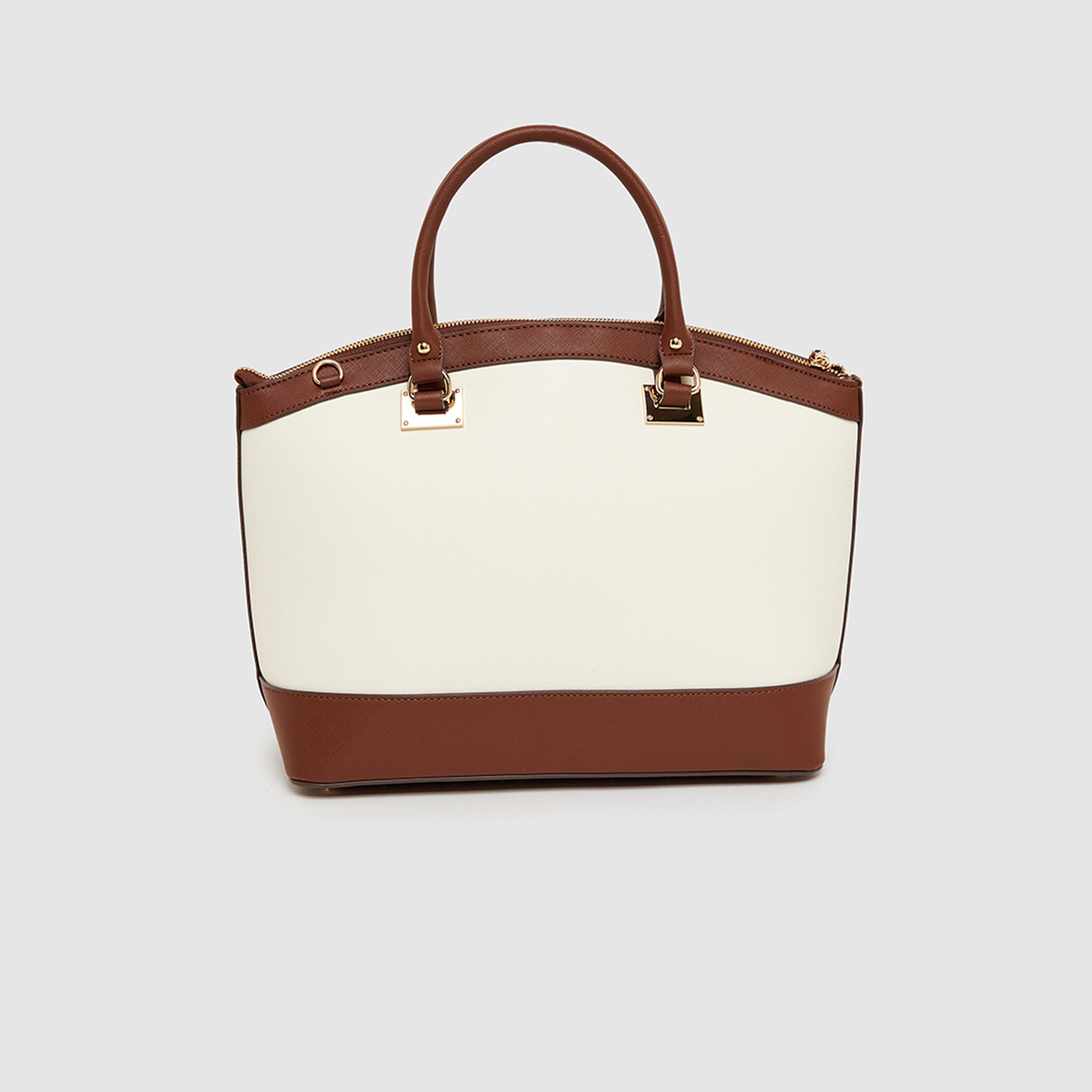 Anne Klein Color Block Double Handle Satchel Bag with Zipper and Detachable Strap | 33.02 X 14.6 X 23.49 CM-women-bagsandwallets-handbags-image-8