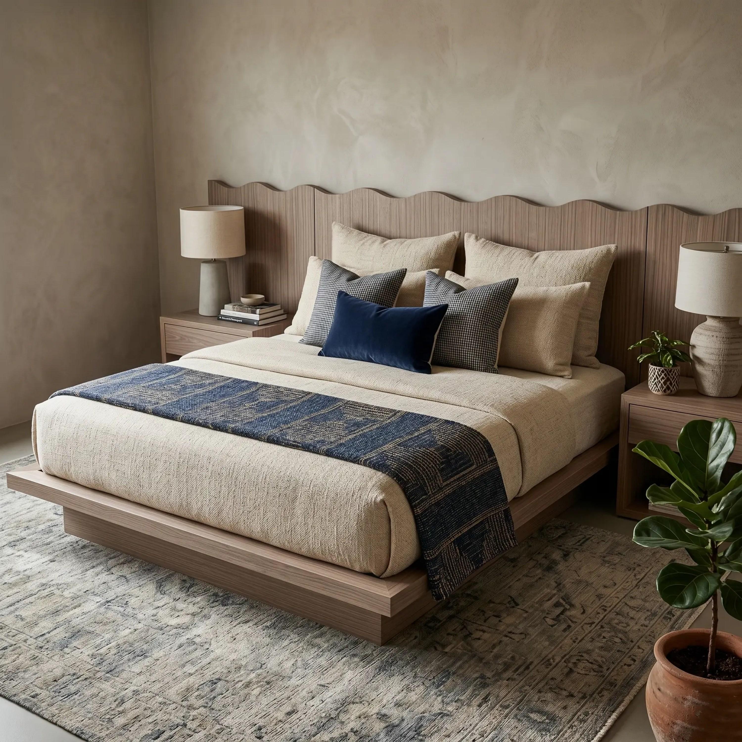 Lamac Wave Panel Super King Bed - 200x200 cm