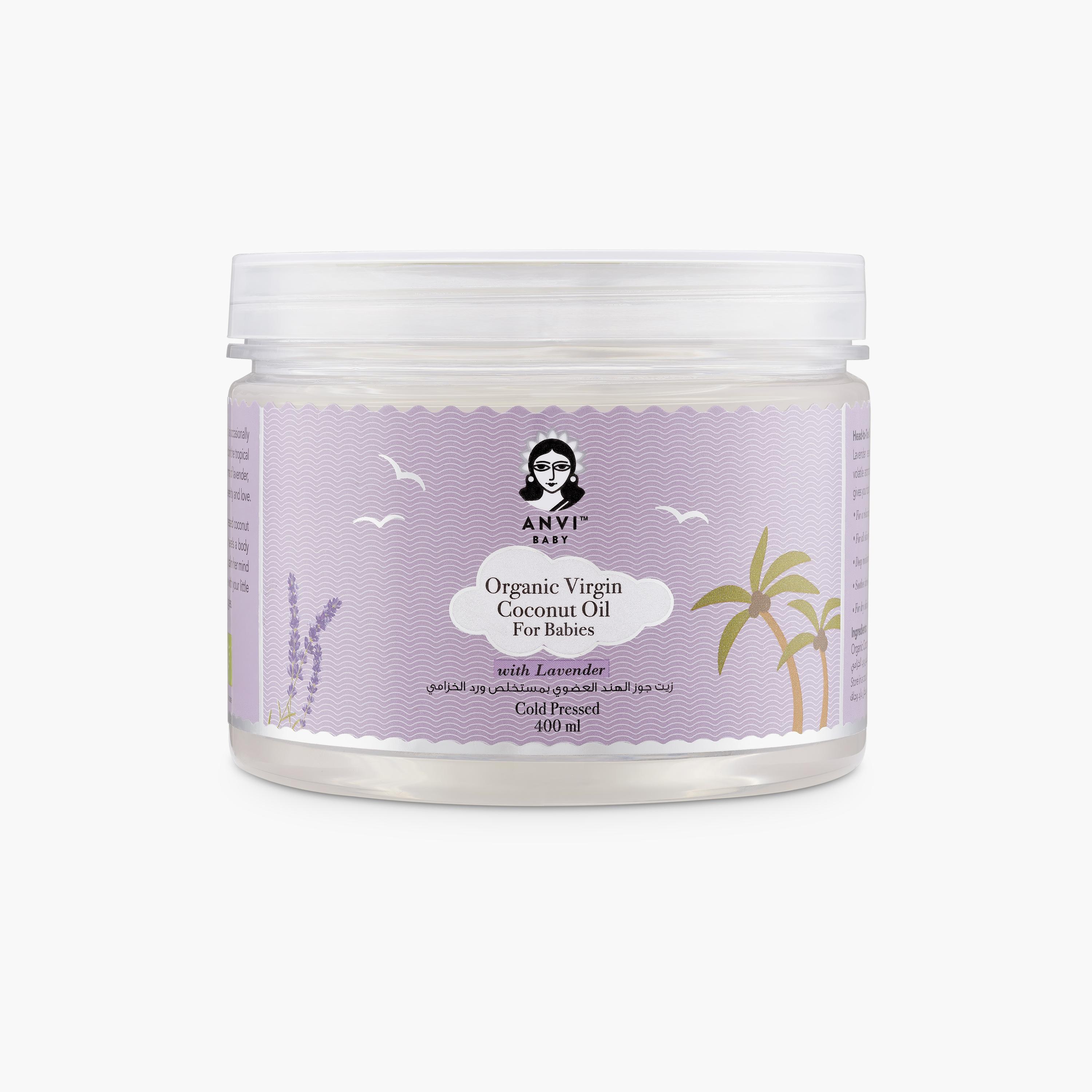 Anvi Baby Organic Baby Virgin Coconut Oil with Lavender - 400 ml-beautyandpersonalcare-babycare-babyoil-image-1